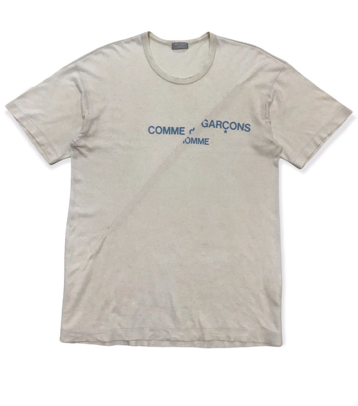 image of Comme Des Garcons x Comme Des Garcons Homme Plus 97Ss Split Logo T-Shirt in Cream (Size Large)