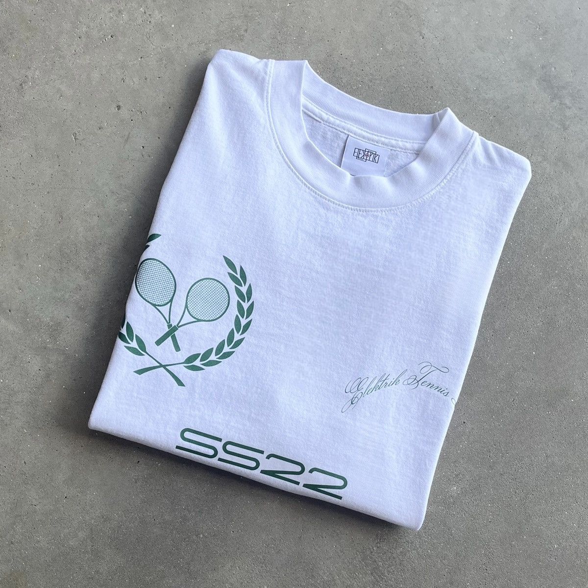 Designer × Vintage Elektrik ‘Tennis League’ White Vintage Graphic Tee Size US S / EU 44-46 / 1 - 2 Thumbnail