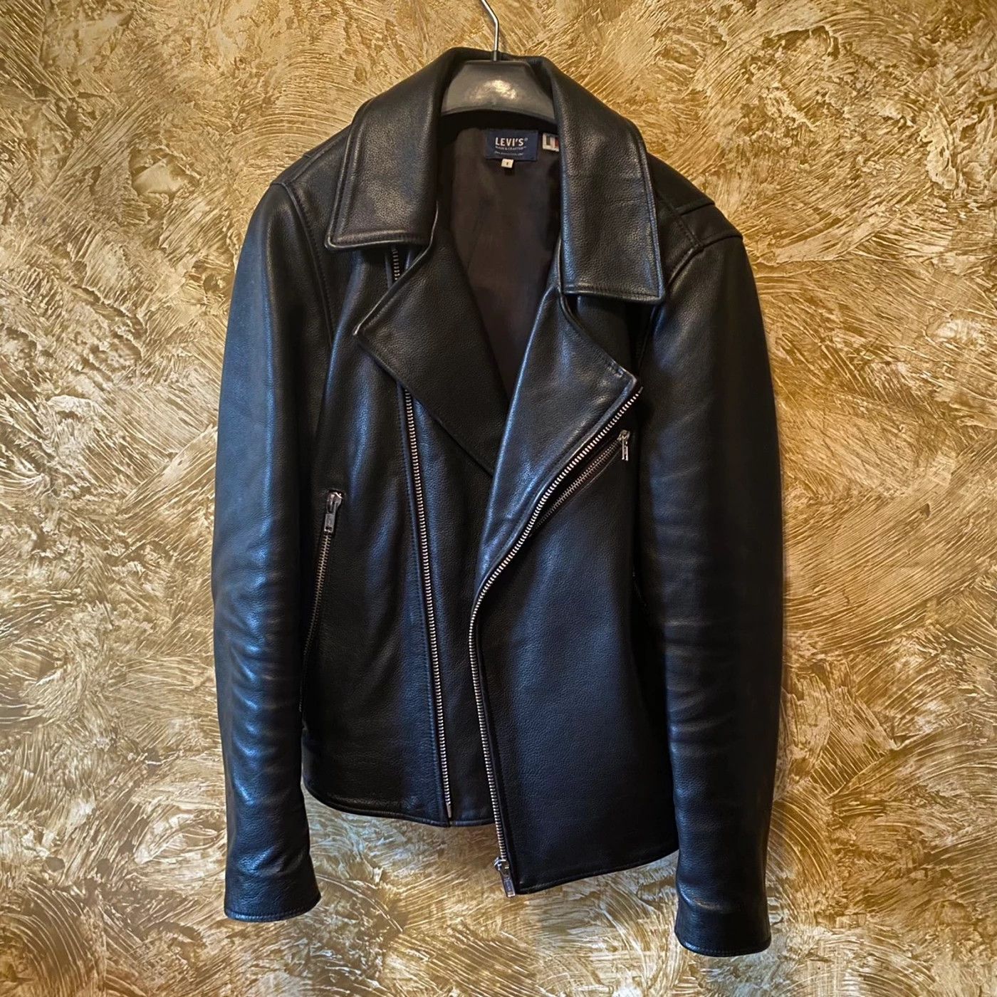 image of Levis x Levis Made Crafted Levi's Made & Crafted Leather Motorcycle Style Jacket in Black (Size Sma