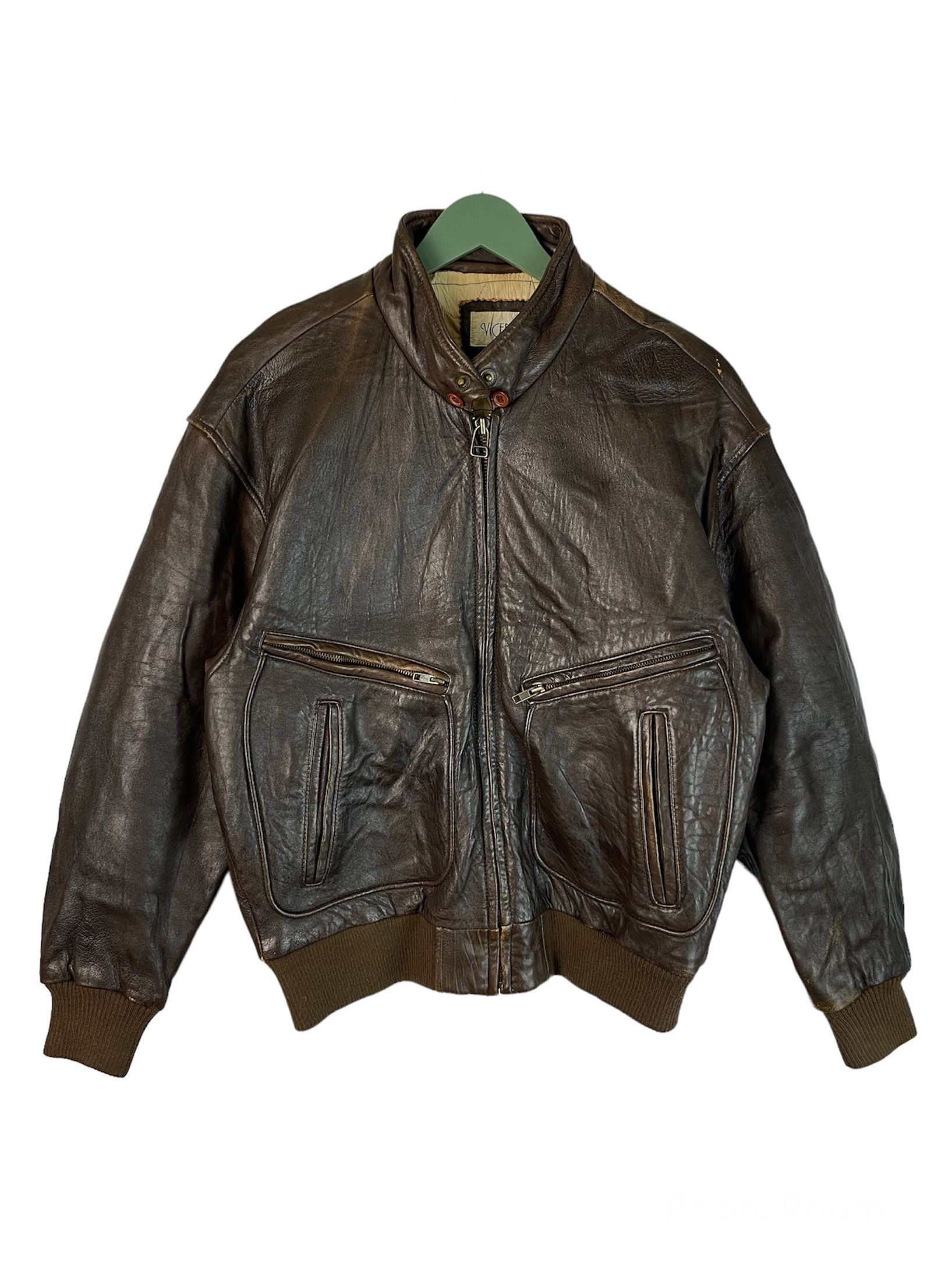 image of A2 Flyers Leather x Leather Vintage Vicenza Leather Jacket, Men's (Size Large)