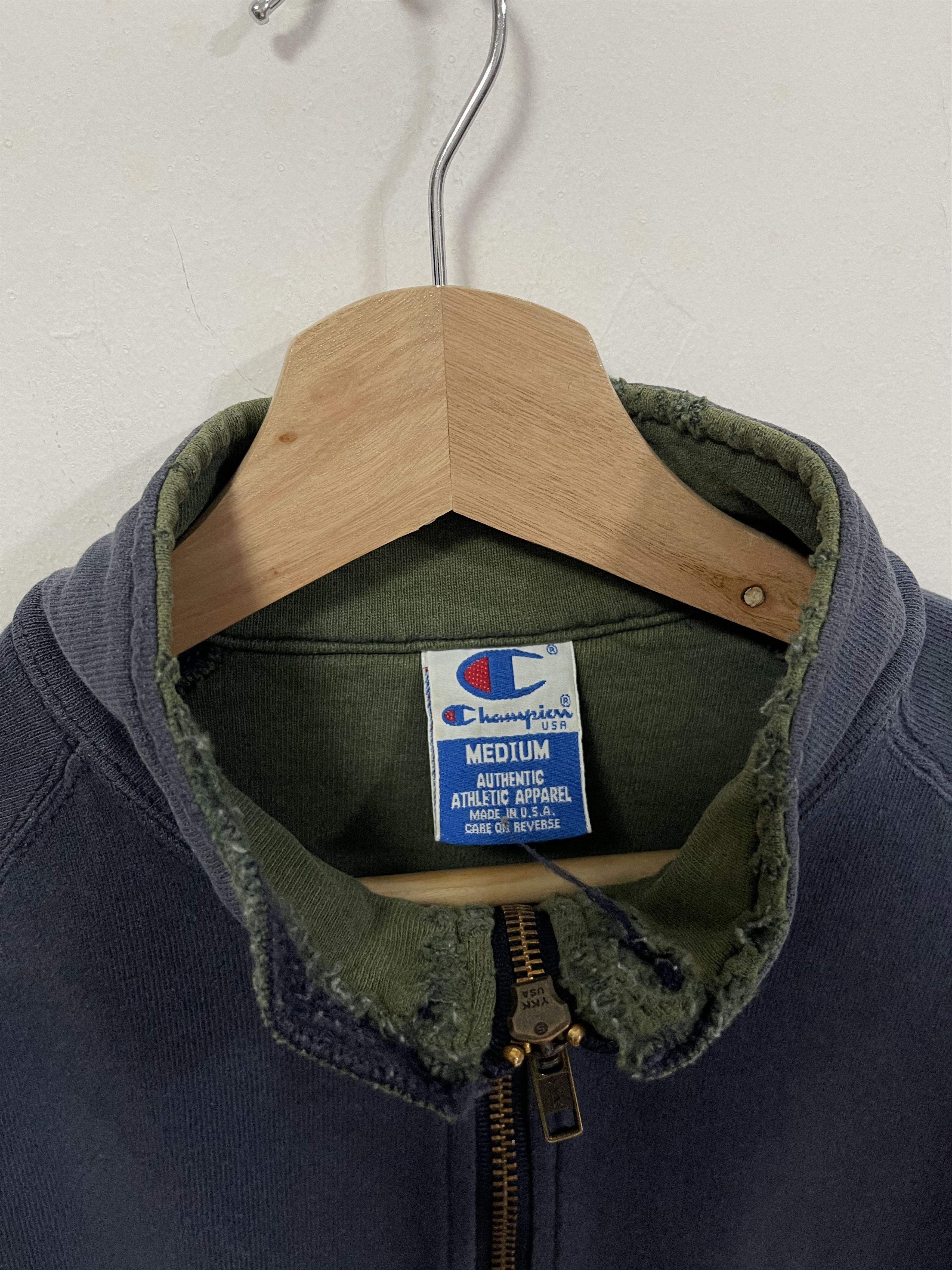 Champion × Vintage Champion Script Mini Logo Half Zip Distressed Sweatshirt Size US S / EU 44-46 / 1 - 9 Thumbnail