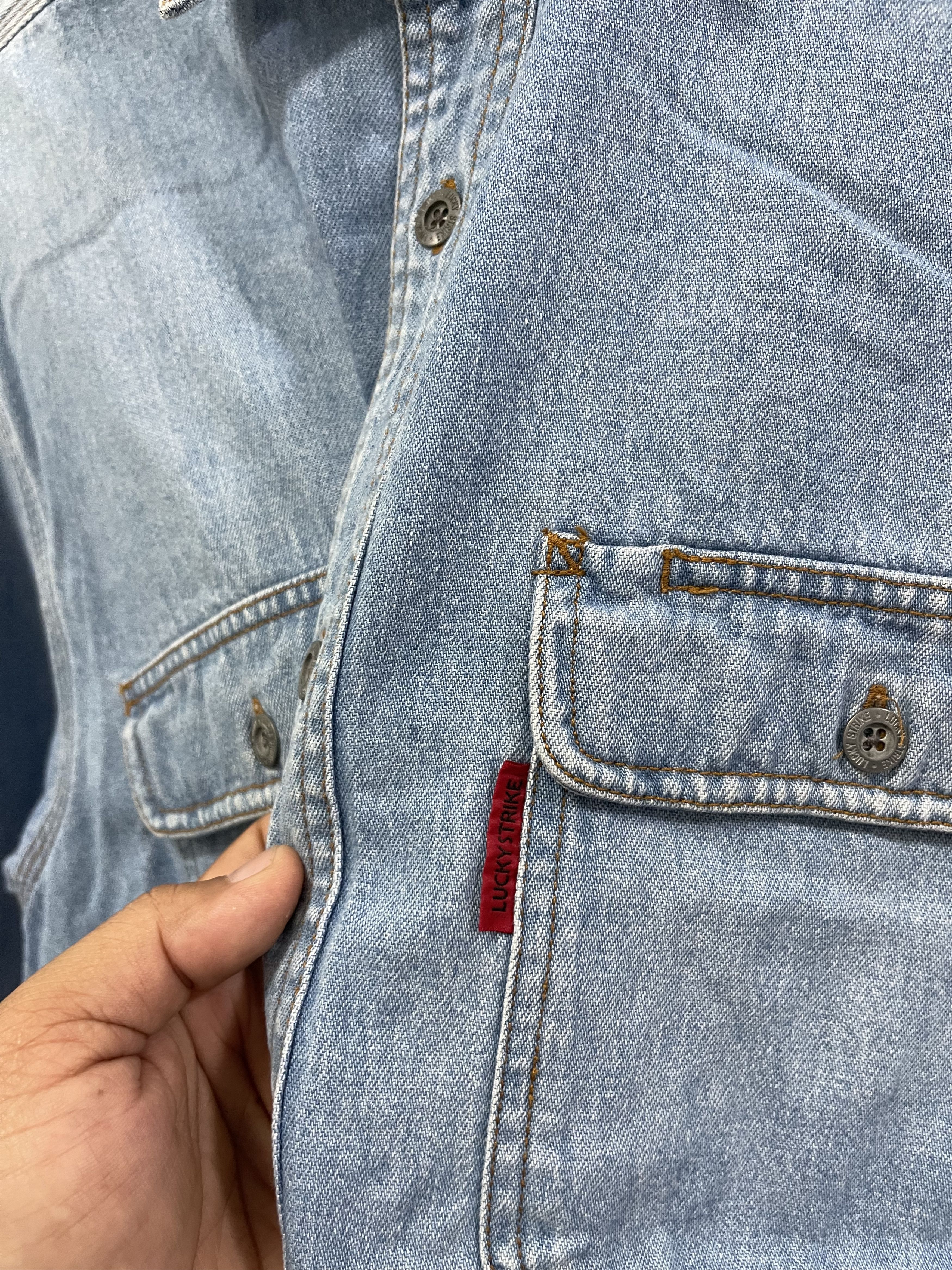 Sports Specialties × Vintage Vintage Lucky Strike Double Pocket Button Up Denim Size US M / EU 48-50 / 2 - 3 Thumbnail