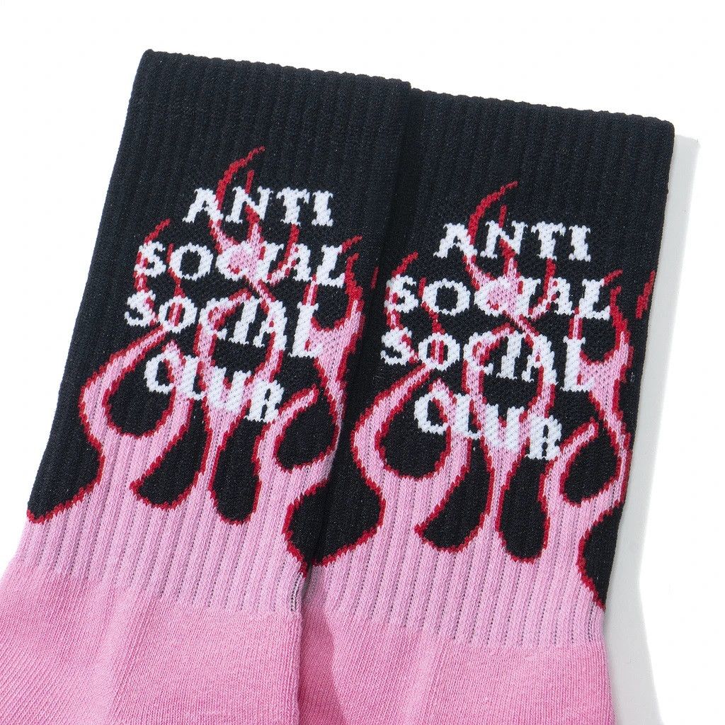 Anti Social Social Club DS White ASSC Pink Flame Socal Black Socks Bape CPFM Kith Size ONE SIZE - 2 Thumbnail