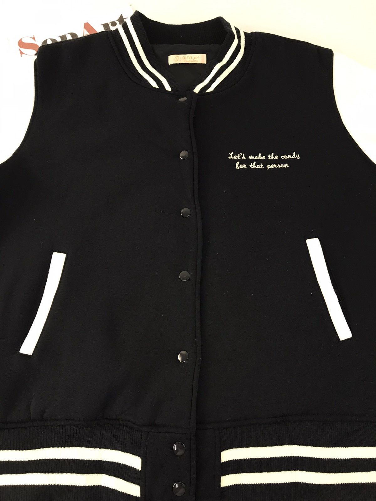 Japanese Brand × Vintage Vintage Varsity Jacket Olive Girl Design Unisex Style Size US L / EU 52-54 / 3 - 3 Thumbnail