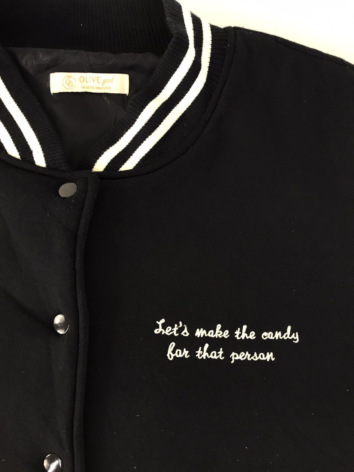 Japanese Brand × Vintage Vintage Varsity Jacket Olive Girl Design Unisex Style Size US L / EU 52-54 / 3 - 4 Thumbnail