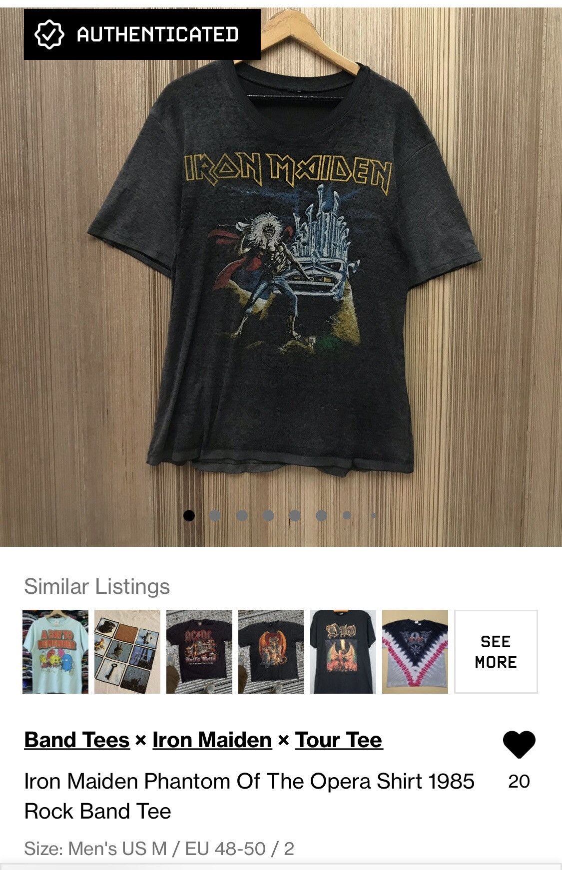 Band Tees Iron Maiden Phantom Of The Opera Shirt 1985 Rock Band Tee Size US M / EU 48-50 / 2 - 12 Thumbnail