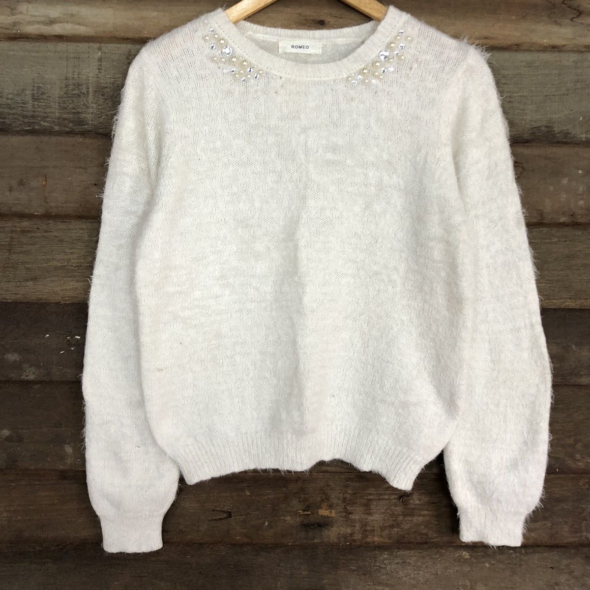 Homespun Knitwear × Japanese Brand DL Romeo White Mohair Soft Fur Shag Shaggy Knitwear #B612 Size M / US 6-8 / IT 42-44 - 8 Thumbnail