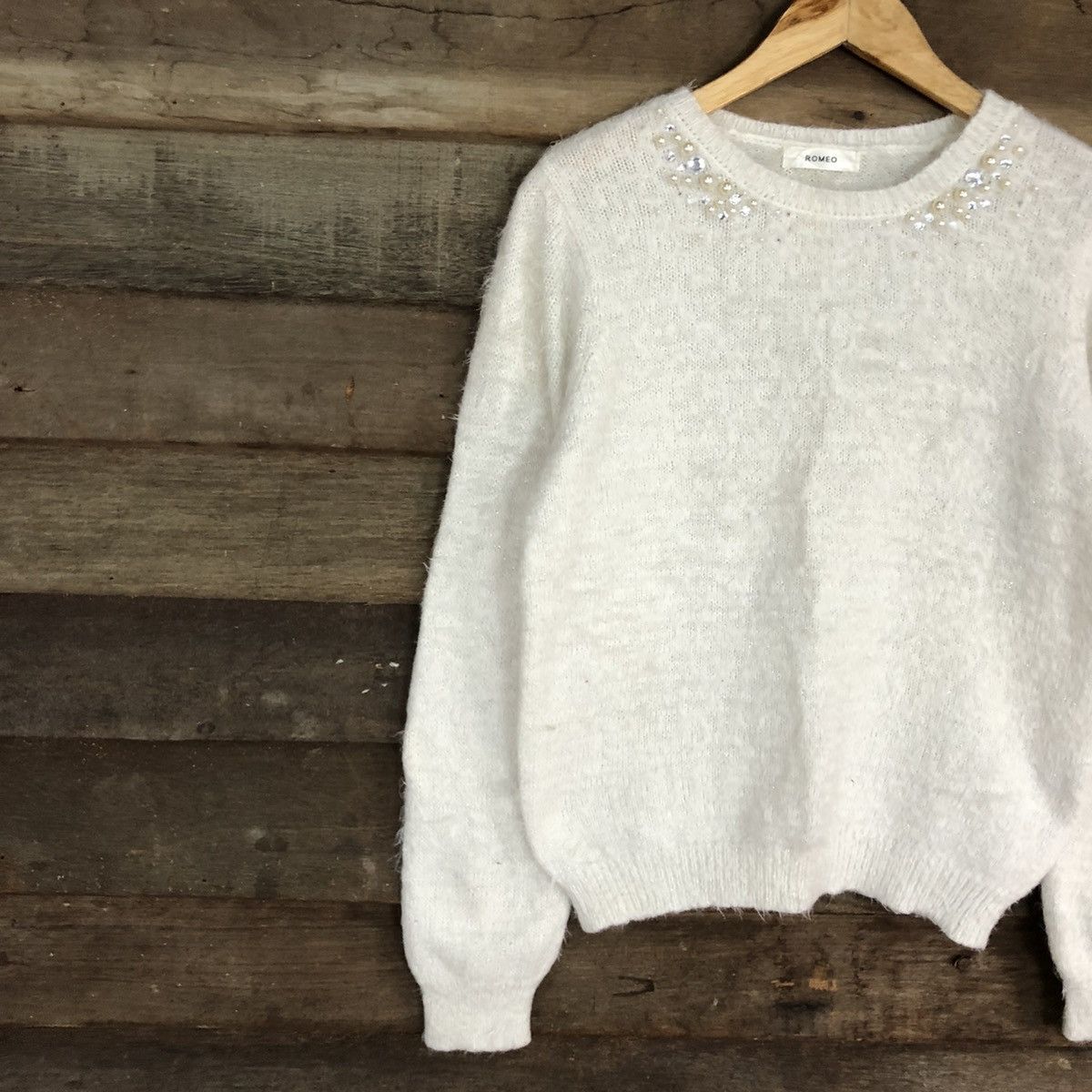 Homespun Knitwear × Japanese Brand DL Romeo White Mohair Soft Fur Shag Shaggy Knitwear #B612 Size M / US 6-8 / IT 42-44 - 7 Thumbnail