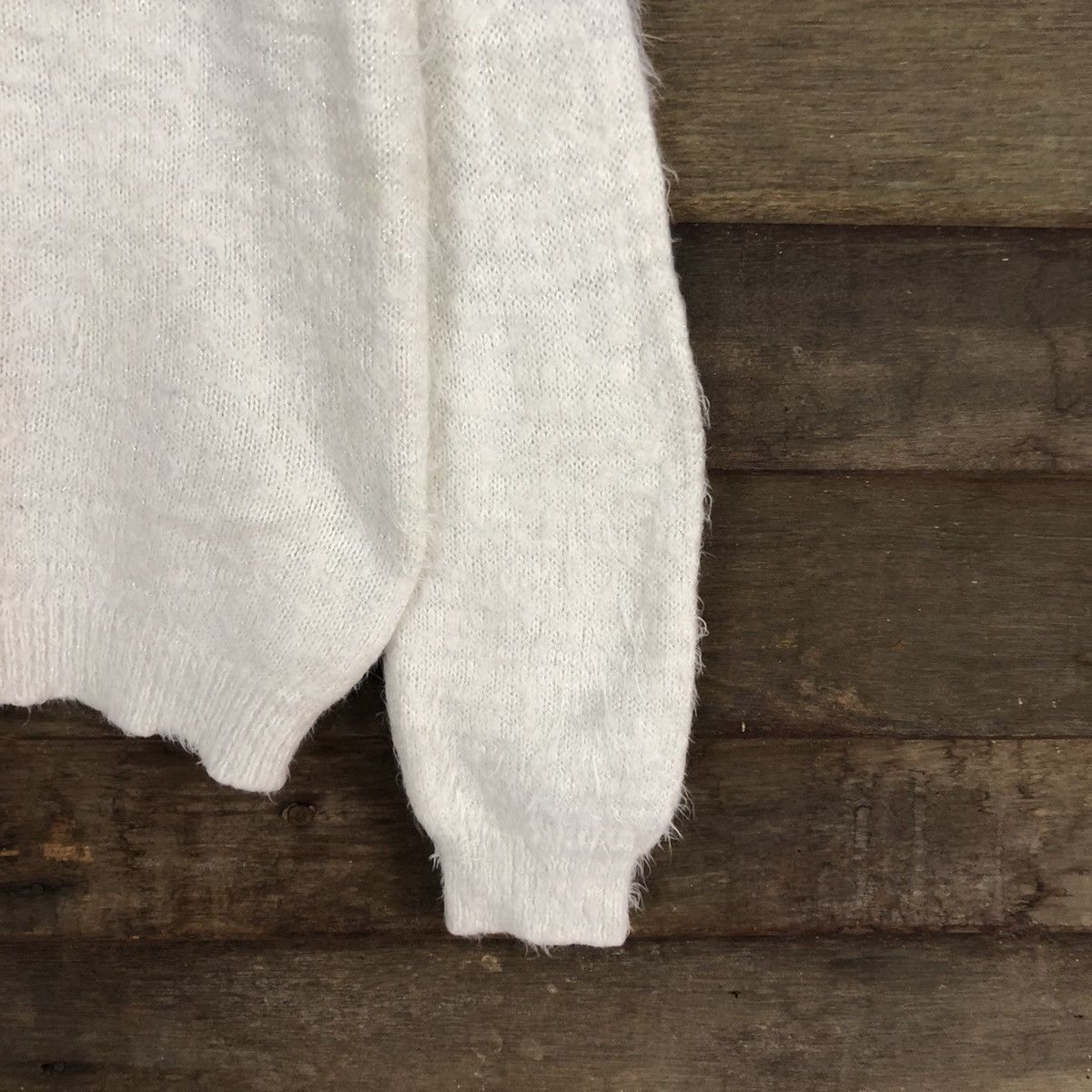 Homespun Knitwear × Japanese Brand DL Romeo White Mohair Soft Fur Shag Shaggy Knitwear #B612 Size M / US 6-8 / IT 42-44 - 4 Thumbnail