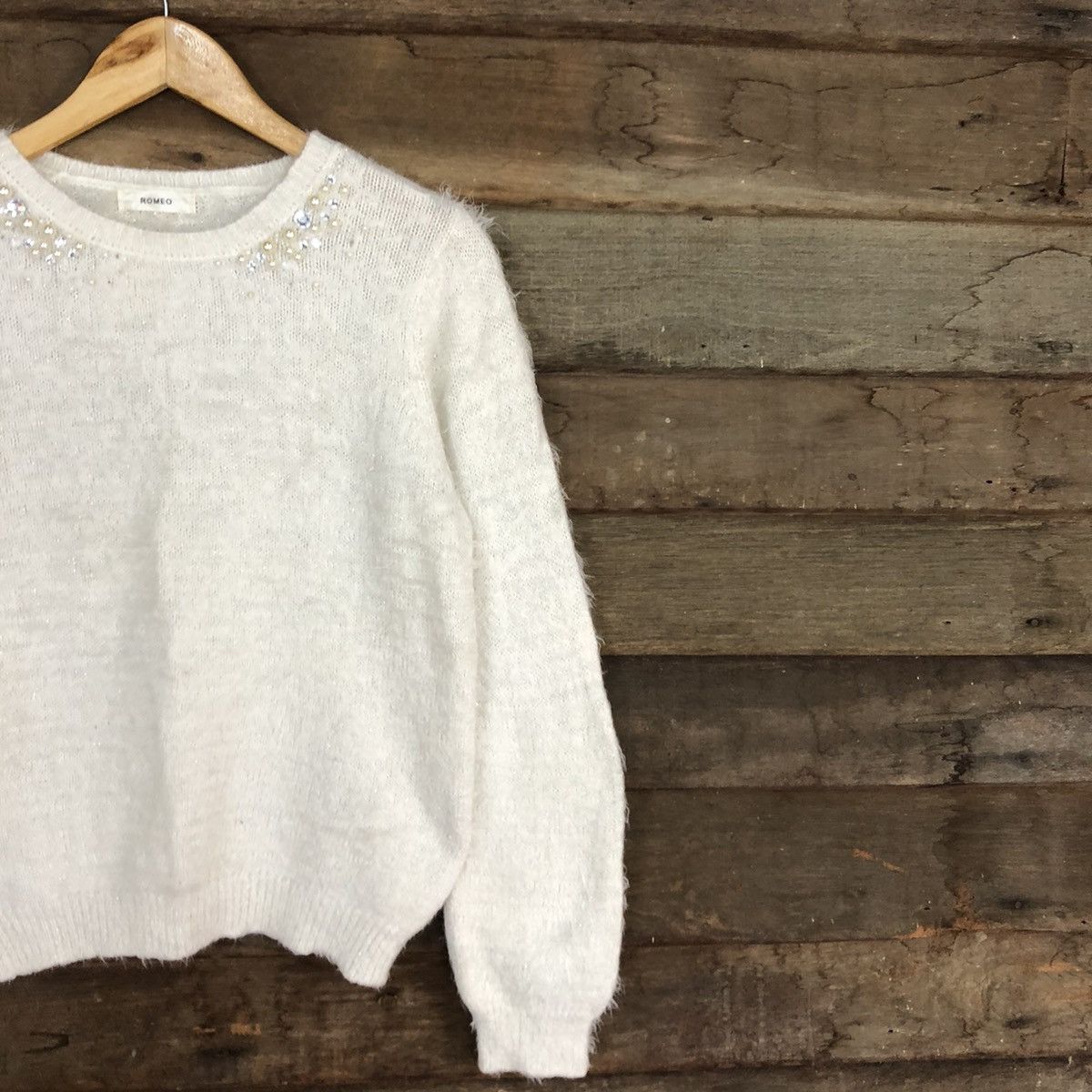 Homespun Knitwear × Japanese Brand DL Romeo White Mohair Soft Fur Shag Shaggy Knitwear #B612 Size M / US 6-8 / IT 42-44 - 5 Thumbnail