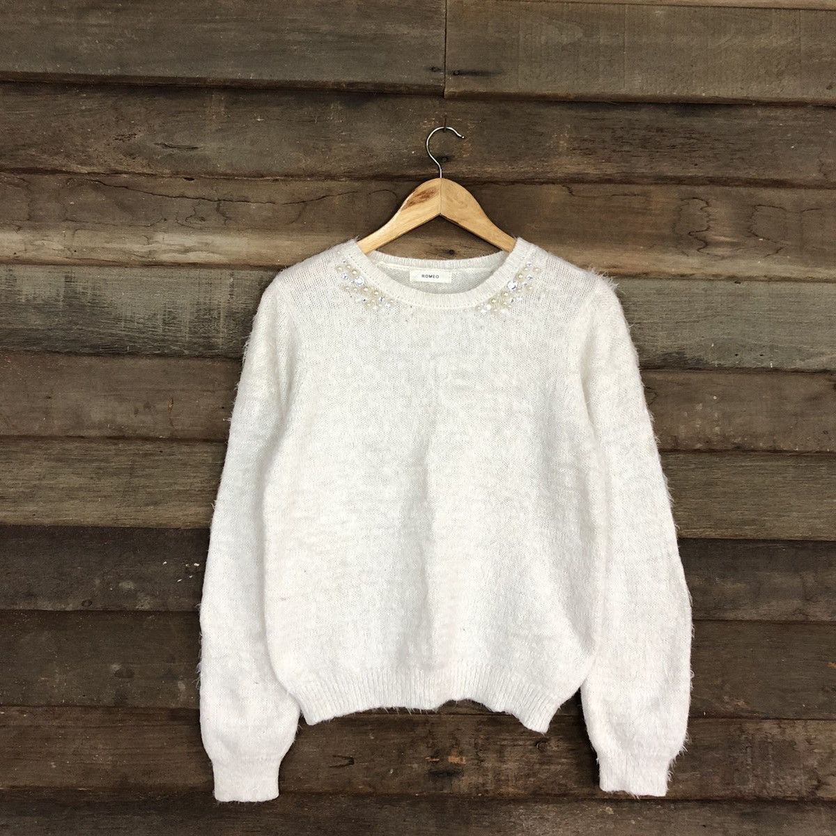 Homespun Knitwear × Japanese Brand DL Romeo White Mohair Soft Fur Shag Shaggy Knitwear #B612 Size M / US 6-8 / IT 42-44 - 1 Thumbnail