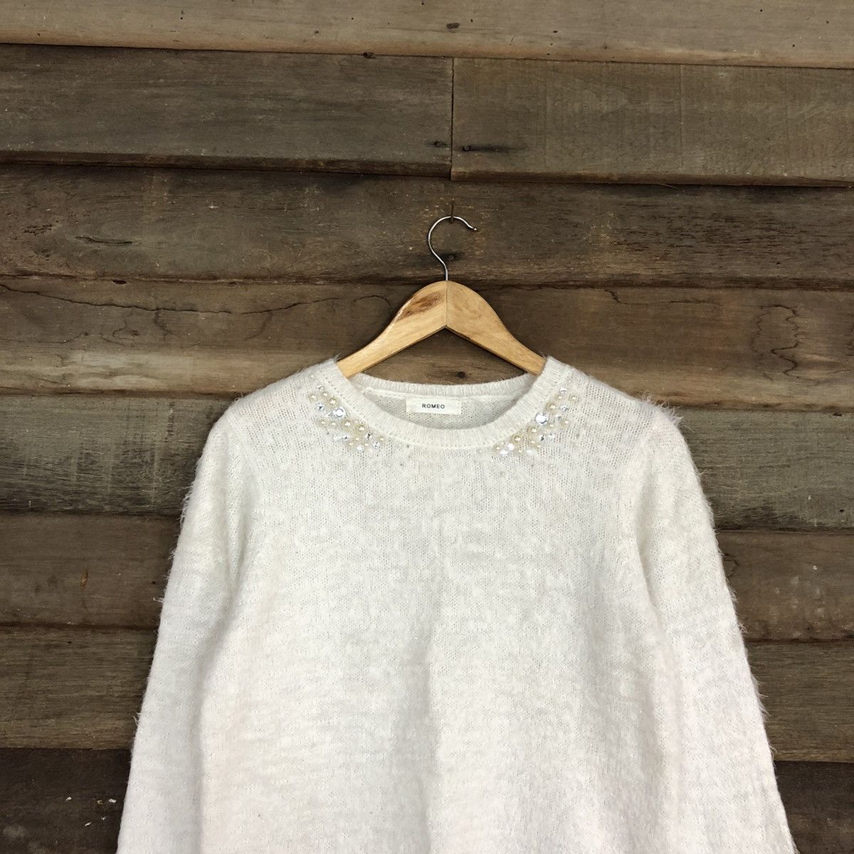 Homespun Knitwear × Japanese Brand DL Romeo White Mohair Soft Fur Shag Shaggy Knitwear #B612 Size M / US 6-8 / IT 42-44 - 9 Thumbnail