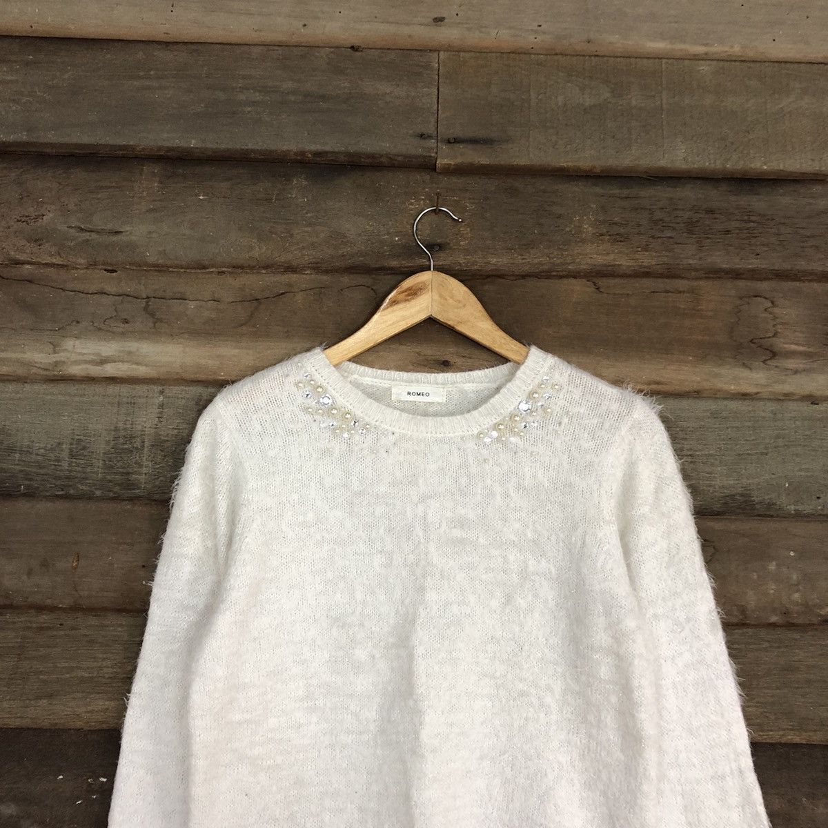 Homespun Knitwear × Japanese Brand DL Romeo White Mohair Soft Fur Shag Shaggy Knitwear #B612 Size M / US 6-8 / IT 42-44 - 2 Thumbnail