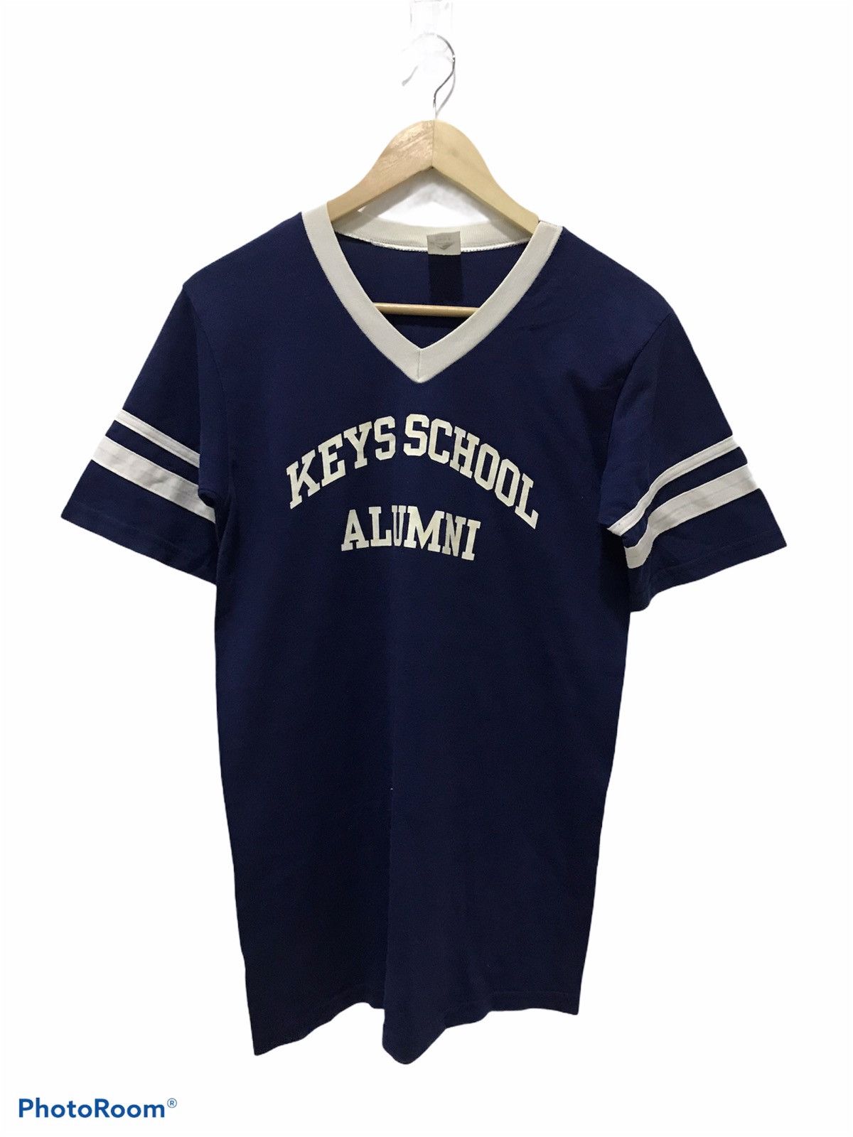image of Augusta Sports Wear 5050 Augusta Sportswear “Key School Alumni”Vneck Tee in Blue, Men's (Size Small