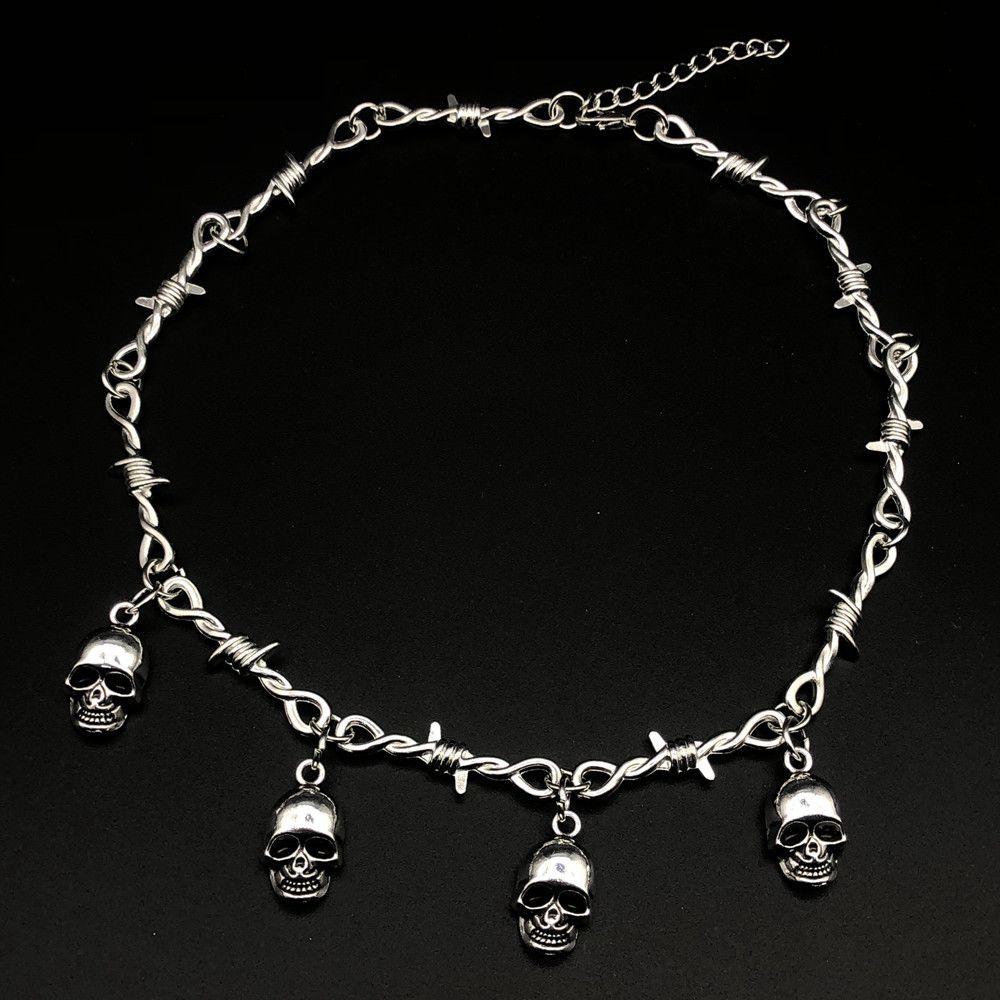 Jewelry Skull Barbed Wire Little Thorns Necklace Size ONE SIZE - 1 Thumbnail