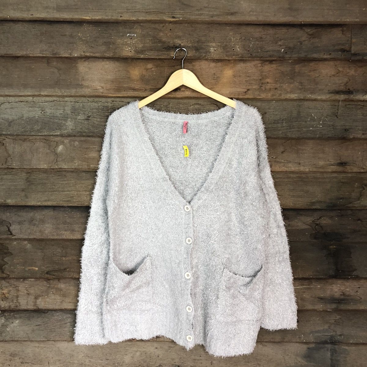 Homespun Knitwear × Japanese Brand DL Caula Grey Mohair Shag Shaggy Knitwear cardigan #B615 Size M / US 6-8 / IT 42-44 - 3 Thumbnail