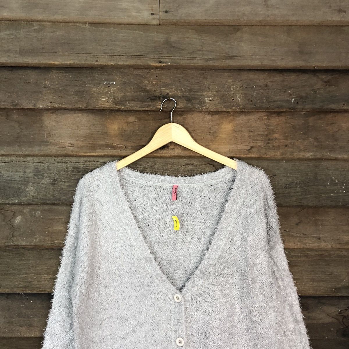 Homespun Knitwear × Japanese Brand DL Caula Grey Mohair Shag Shaggy Knitwear cardigan #B615 Size M / US 6-8 / IT 42-44 - 2 Thumbnail
