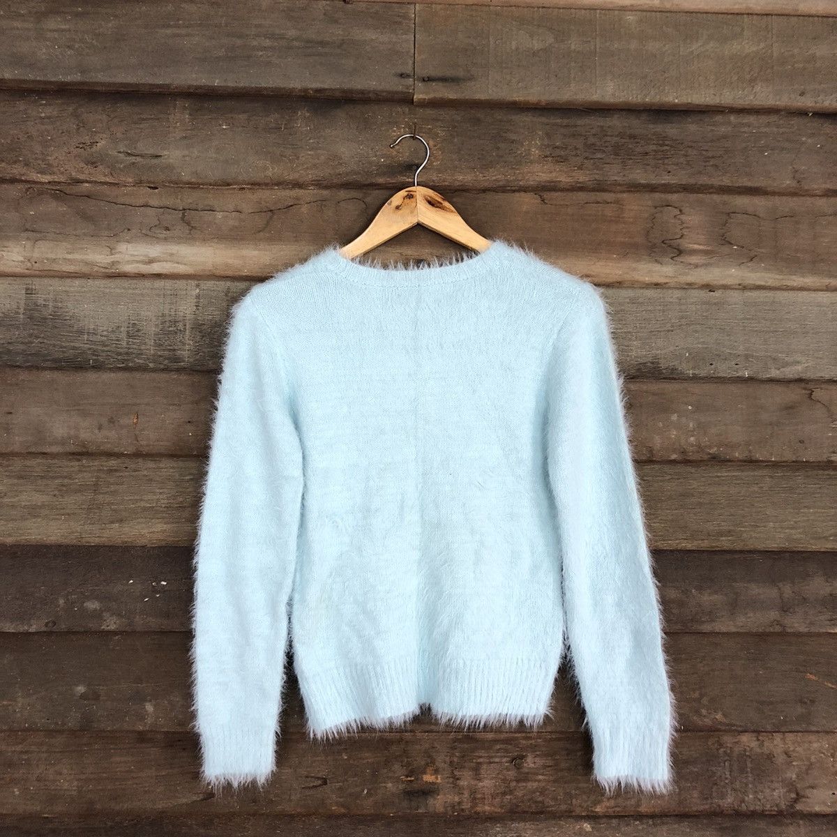 Homespun Knitwear × Japanese Brand DL MariarJue Soft Blue Mohair fur shaggy Knitwear #B625 Size XS / US 0-2 / IT 36-38 - 13 Thumbnail