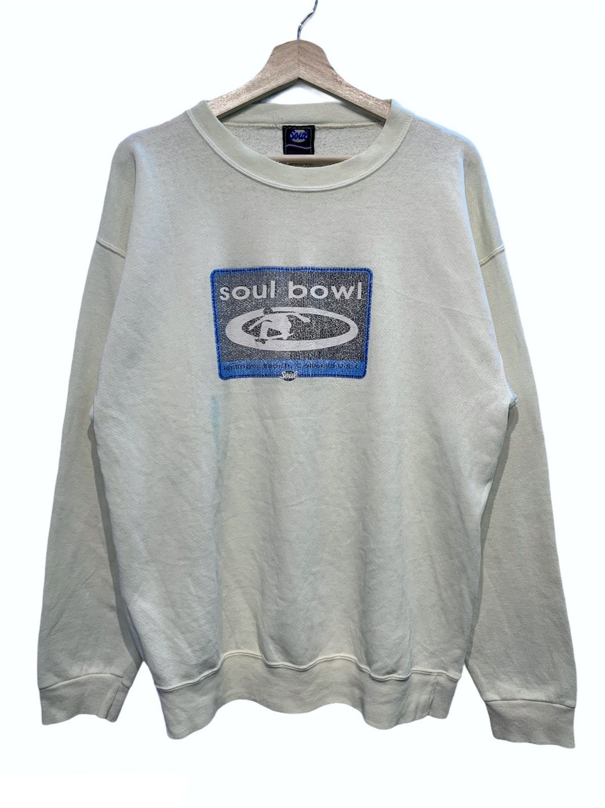 image of Skategang x Vintage Soul Bowl Skateboarding Crewneck Sweatshirt in White, Men's (Size Large)