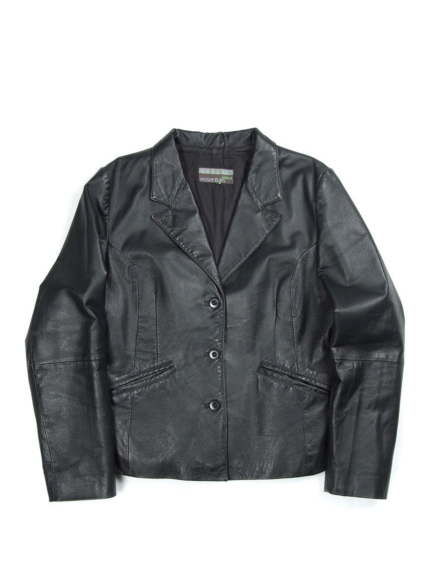 Vintage Y2K Black Leather Jacket M-L
