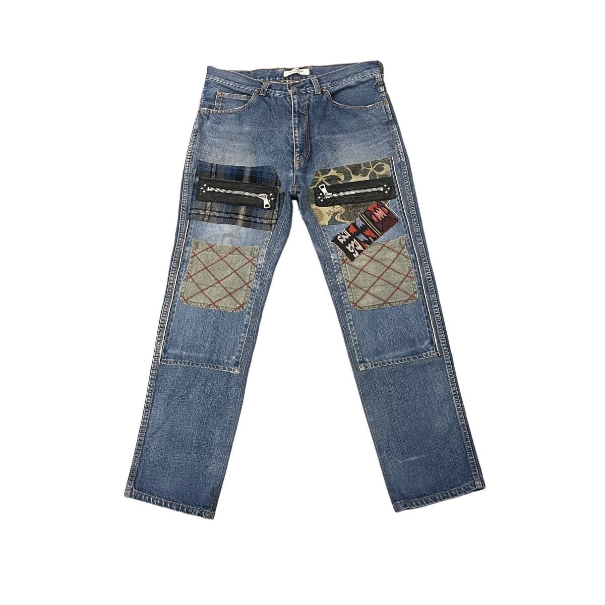 Comme des Garçons Junya Watanabe MAN Distressed Denim Print Pants