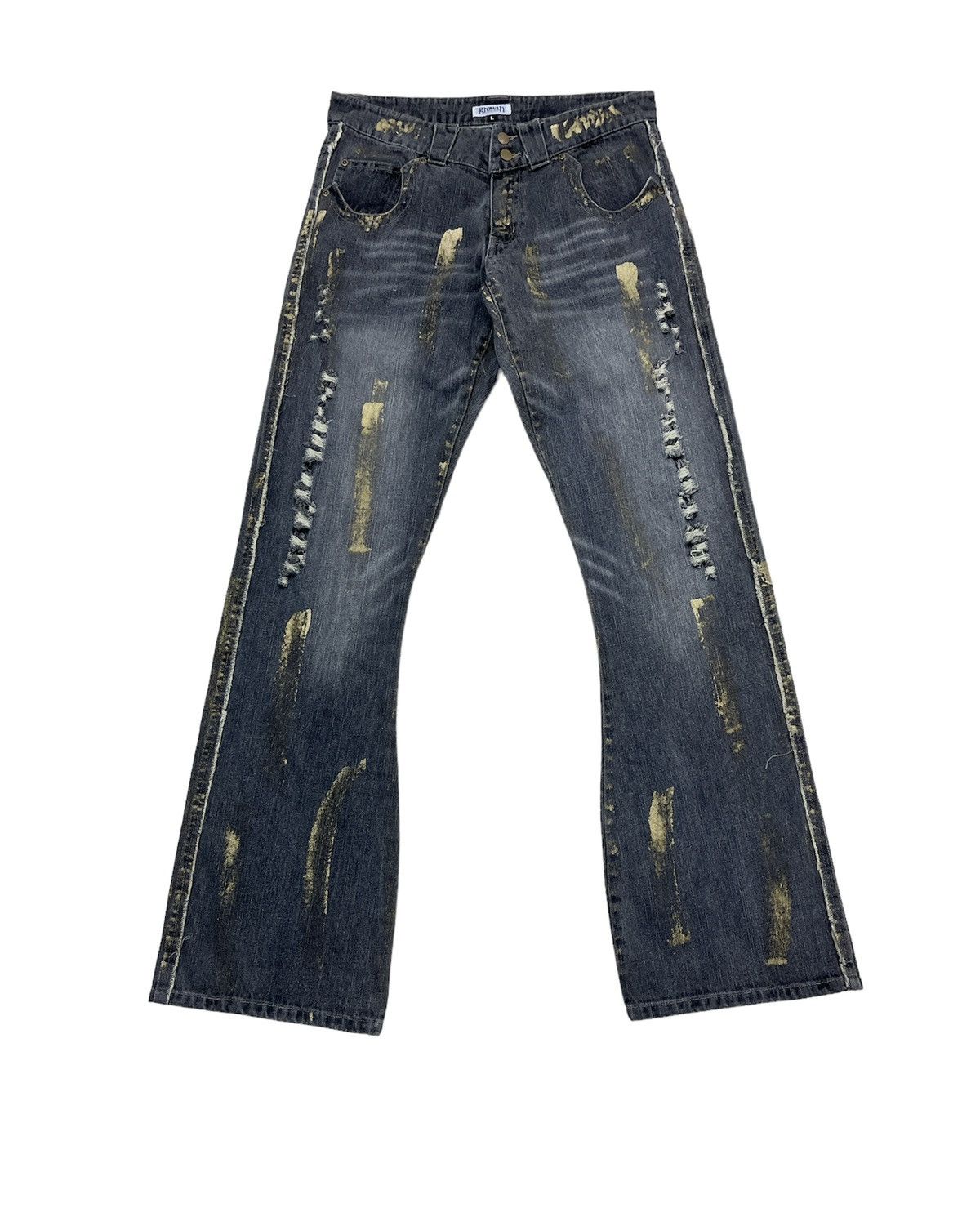 Distressed In The Attic Painter Denim Flare Pants