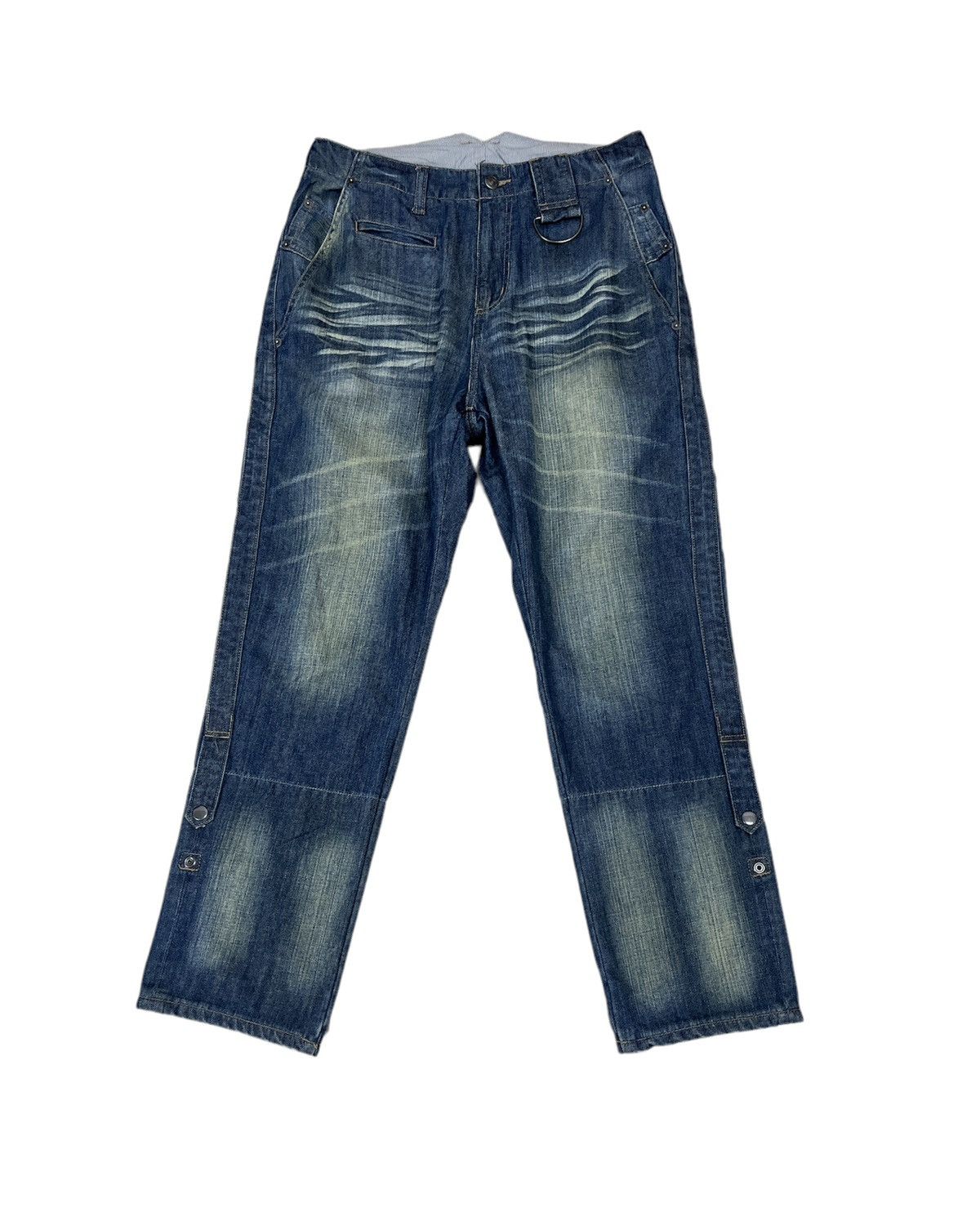 image of Ppfm Japanese Streetwear Denim Pants in Faded Blue, Men's (Size 33)