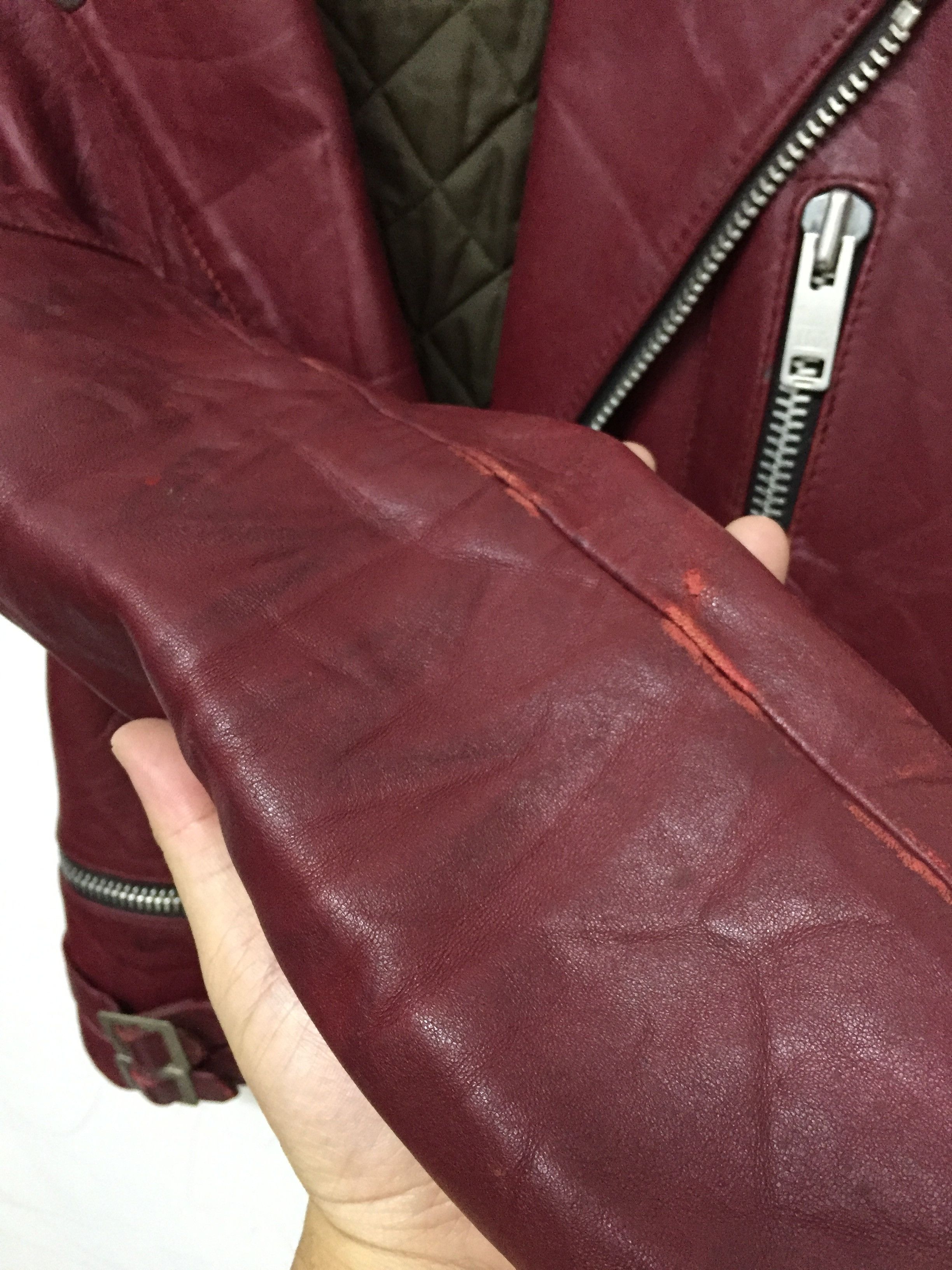 Vintage 1980s Made in England red leather nicely faded jacket Size US XS / EU 42 / 0 - 11 Thumbnail