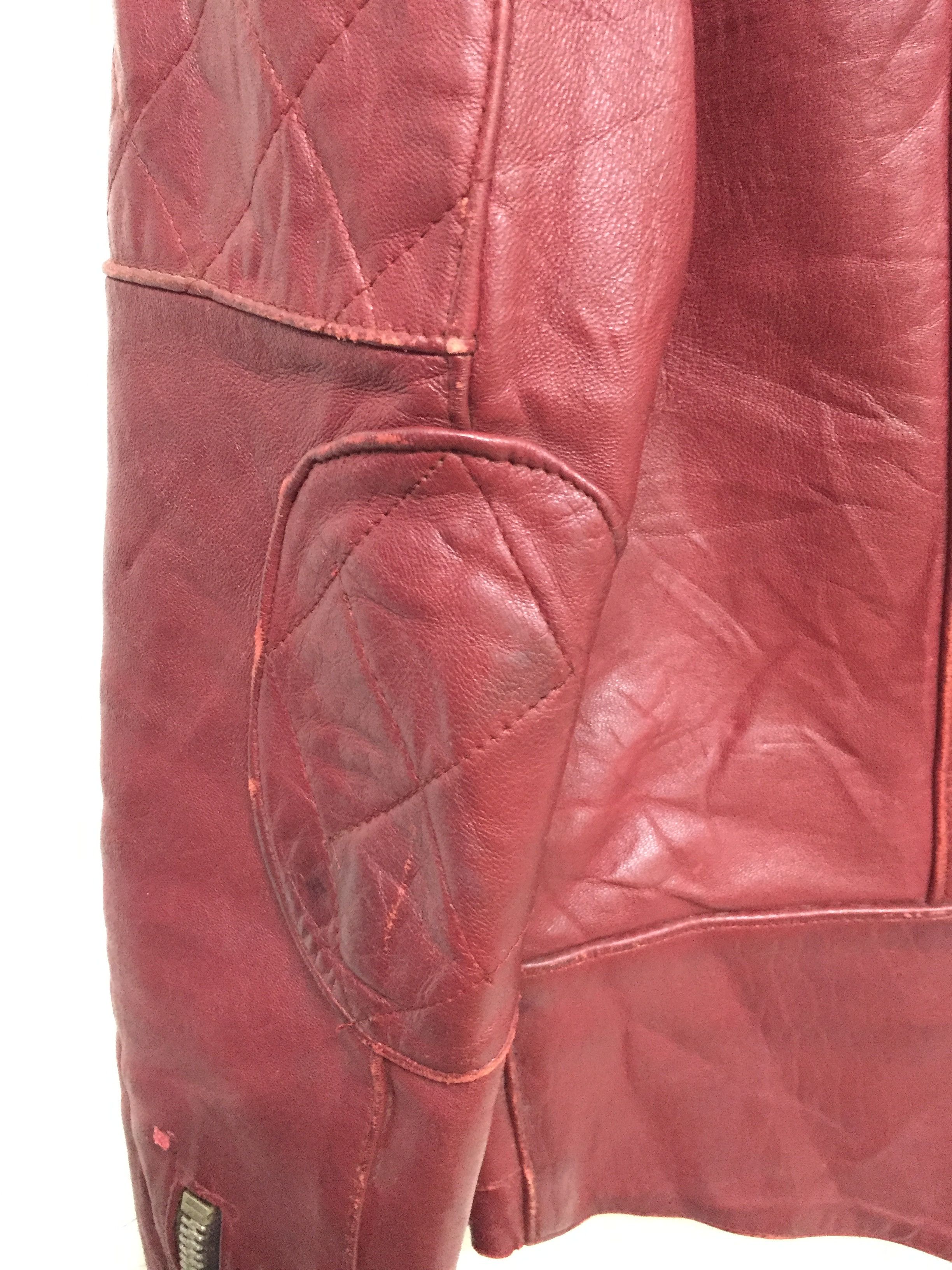 Vintage 1980s Made in England red leather nicely faded jacket Size US XS / EU 42 / 0 - 17 Thumbnail