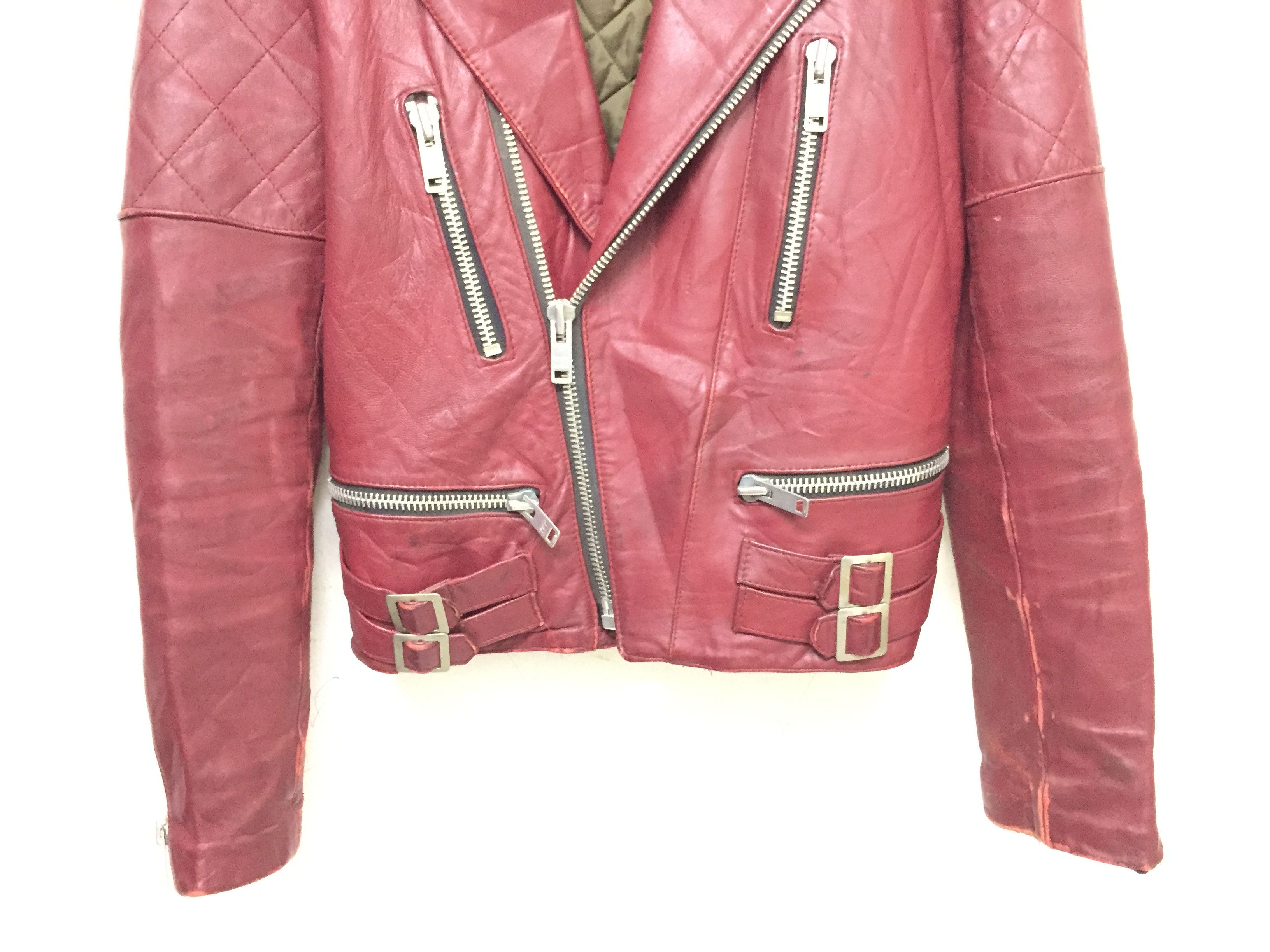 Vintage 1980s Made in England red leather nicely faded jacket Size US XS / EU 42 / 0 - 4 Thumbnail