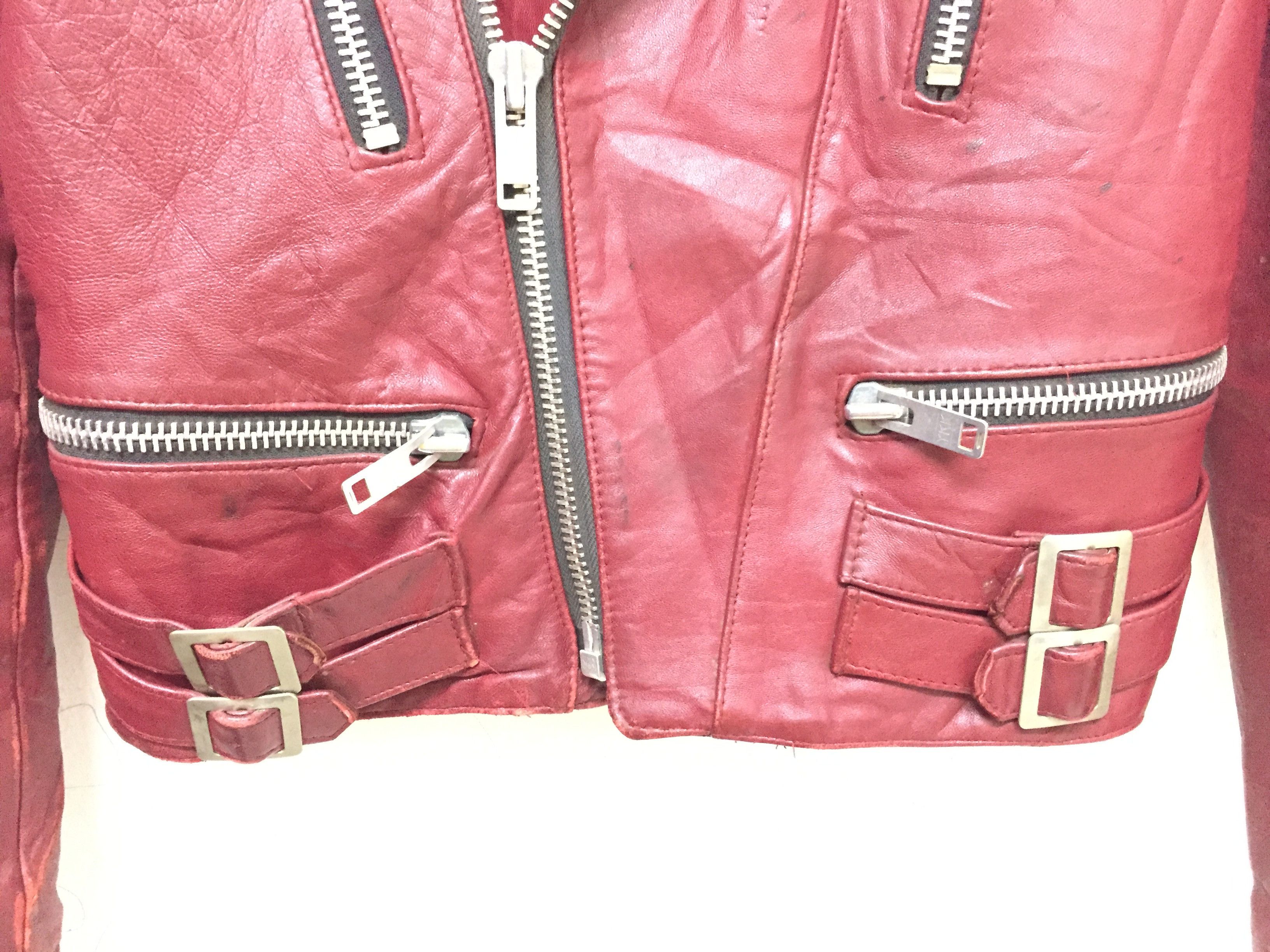 Vintage 1980s Made in England red leather nicely faded jacket Size US XS / EU 42 / 0 - 5 Thumbnail