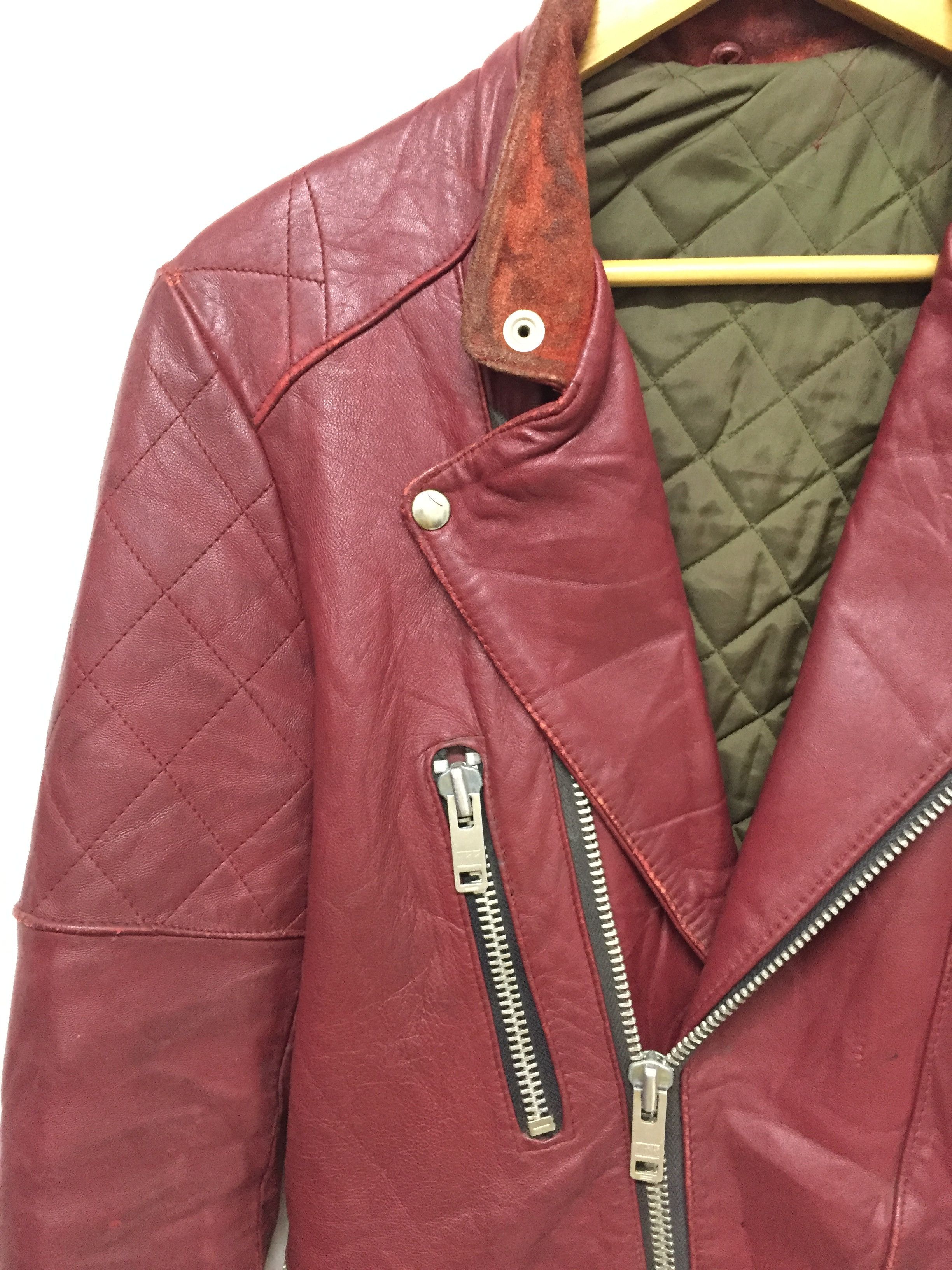 Vintage 1980s Made in England red leather nicely faded jacket Size US XS / EU 42 / 0 - 6 Thumbnail