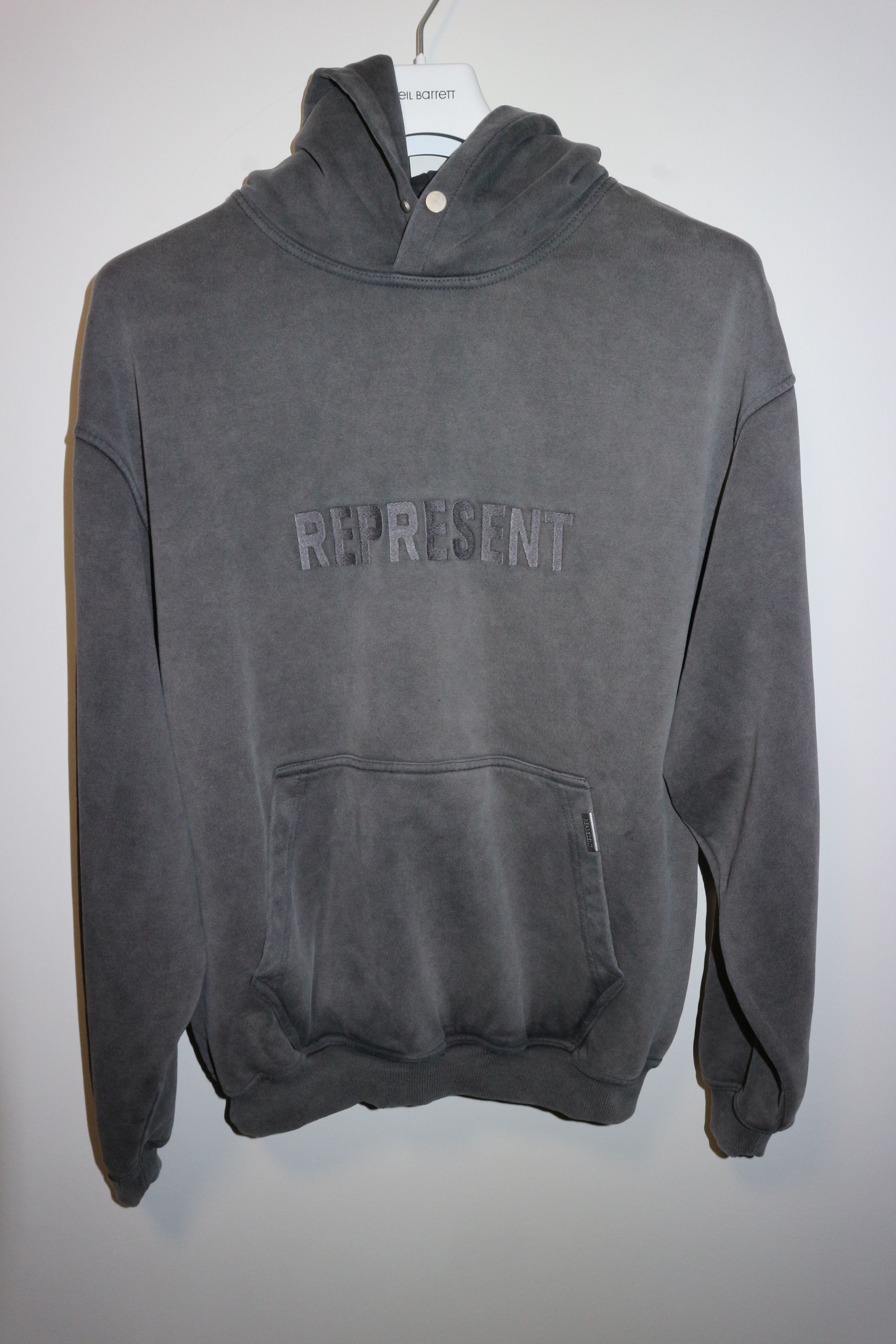 image of Represent Clo Embroidered Logo Hoodie in Vintage Grey, Men's (Size Small)