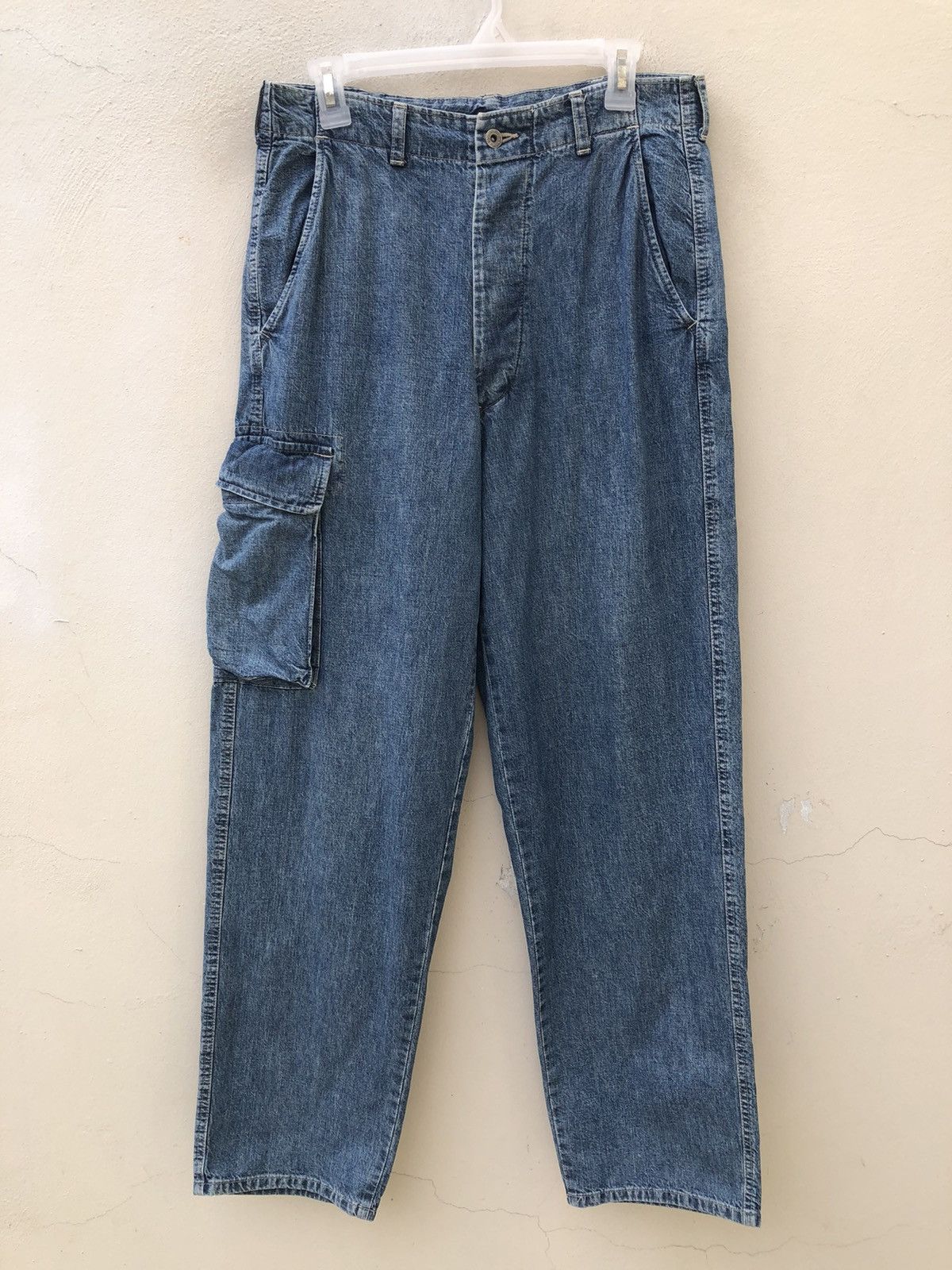 Vintage Vintage Acoustic Japan Faded Blue Denim Cargo Trouser Pant Size US 30 / EU 46 - 6 Thumbnail