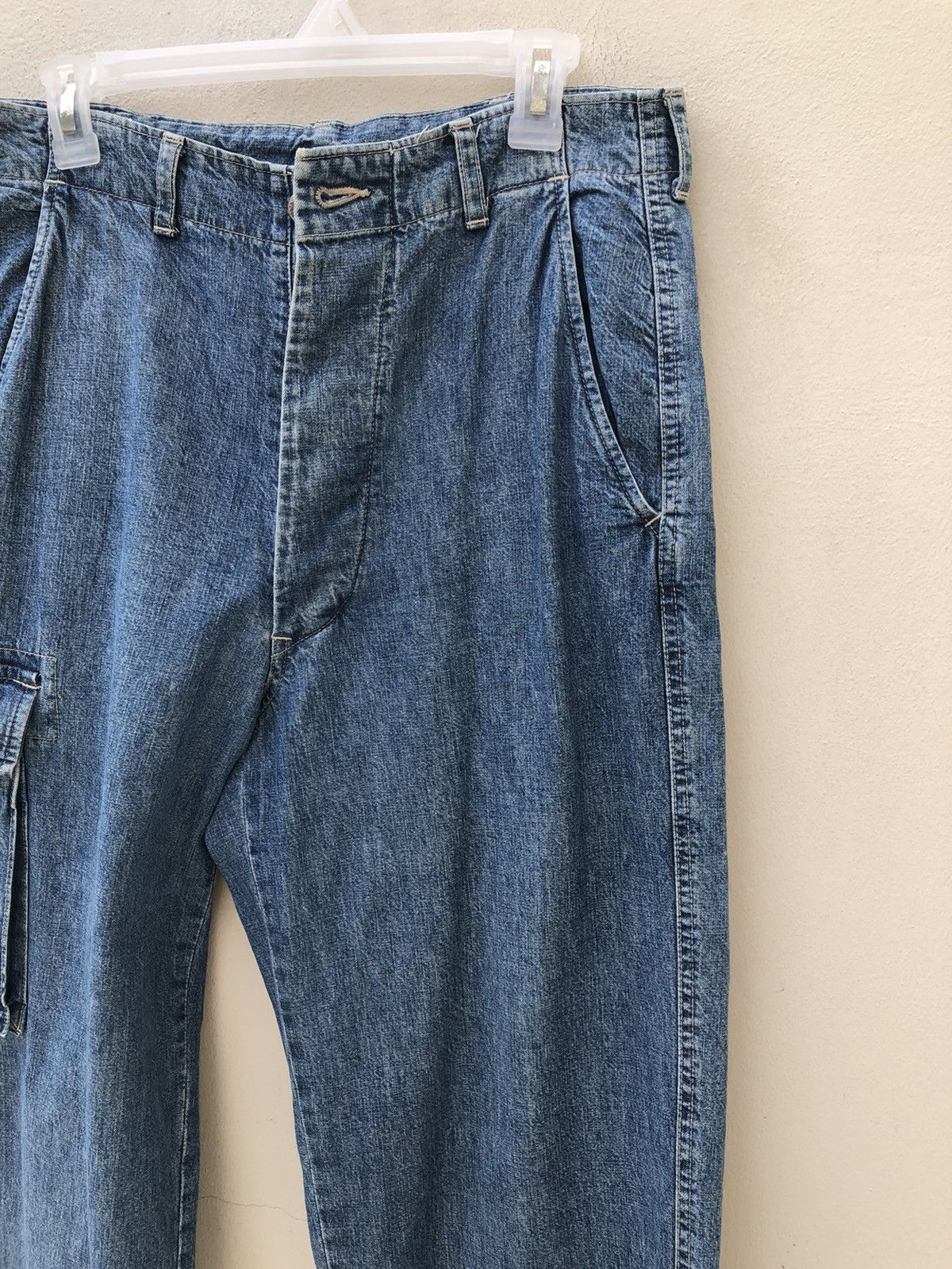 Vintage Vintage Acoustic Japan Faded Blue Denim Cargo Trouser Pant Size US 30 / EU 46 - 10 Thumbnail