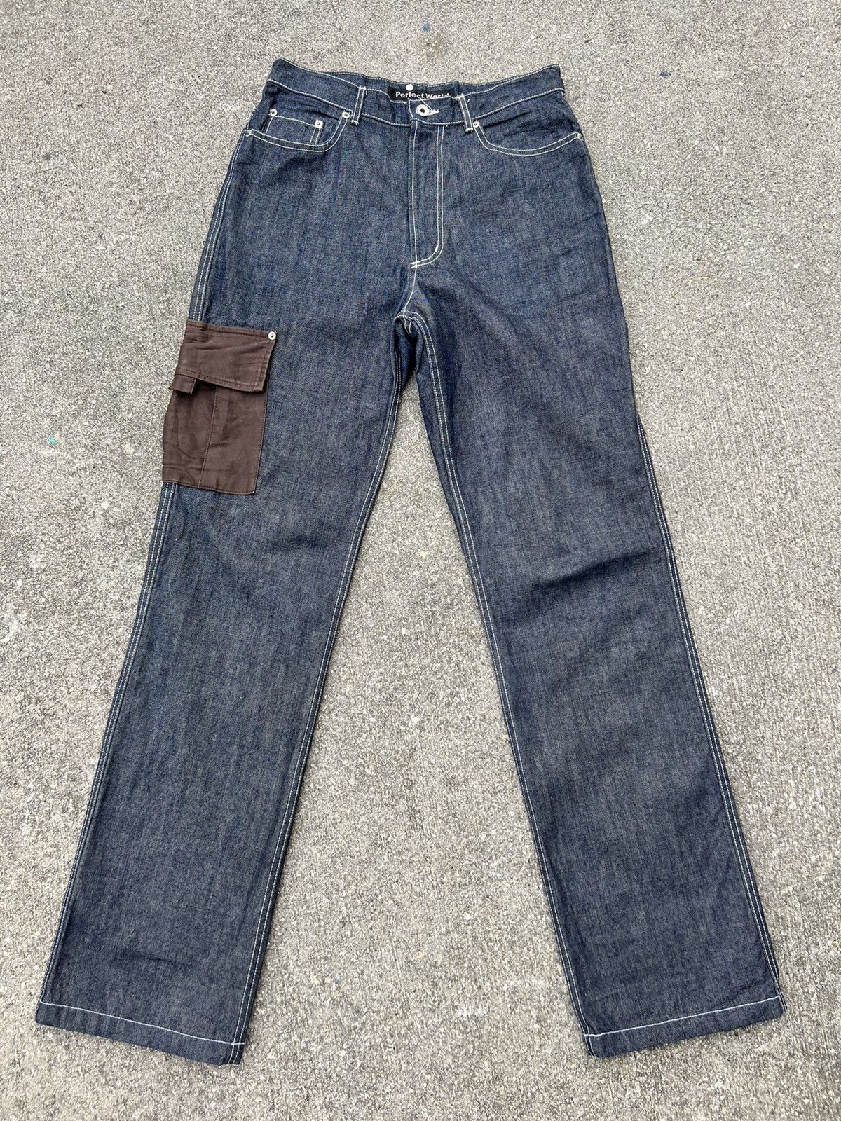 Vintage Vintage Perfect World Japan Baggy Hybrid Denim Cargo Trouser Size US 30 / EU 46 - 18 Thumbnail