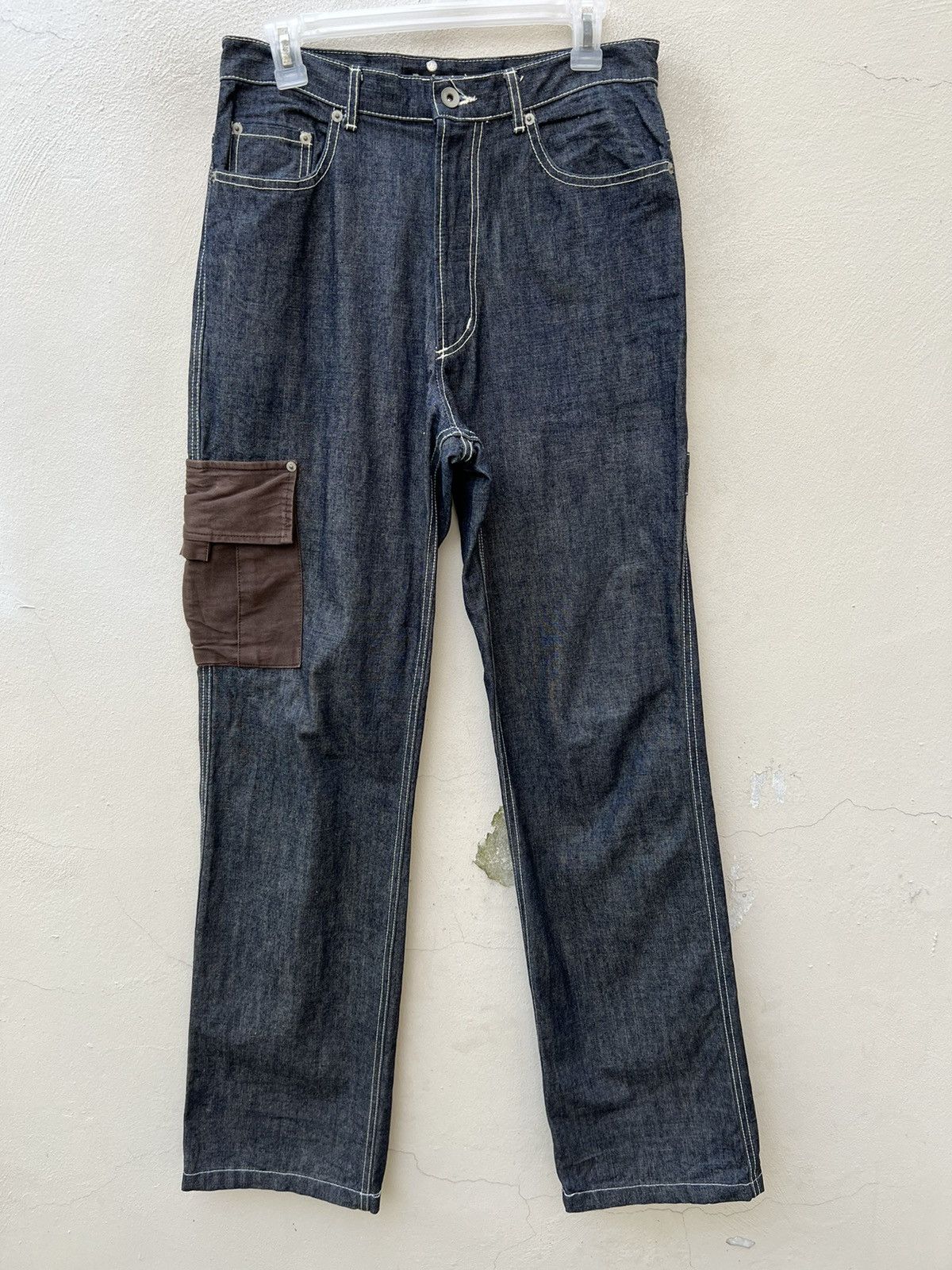 Vintage Vintage Perfect World Japan Baggy Hybrid Denim Cargo Trouser Size US 30 / EU 46 - 1 Thumbnail