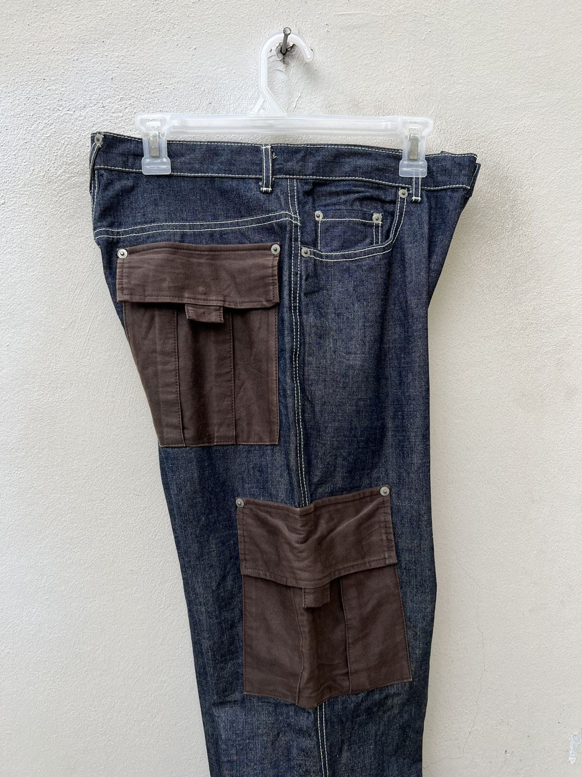 Vintage Vintage Perfect World Japan Baggy Hybrid Denim Cargo Trouser Size US 30 / EU 46 - 13 Thumbnail