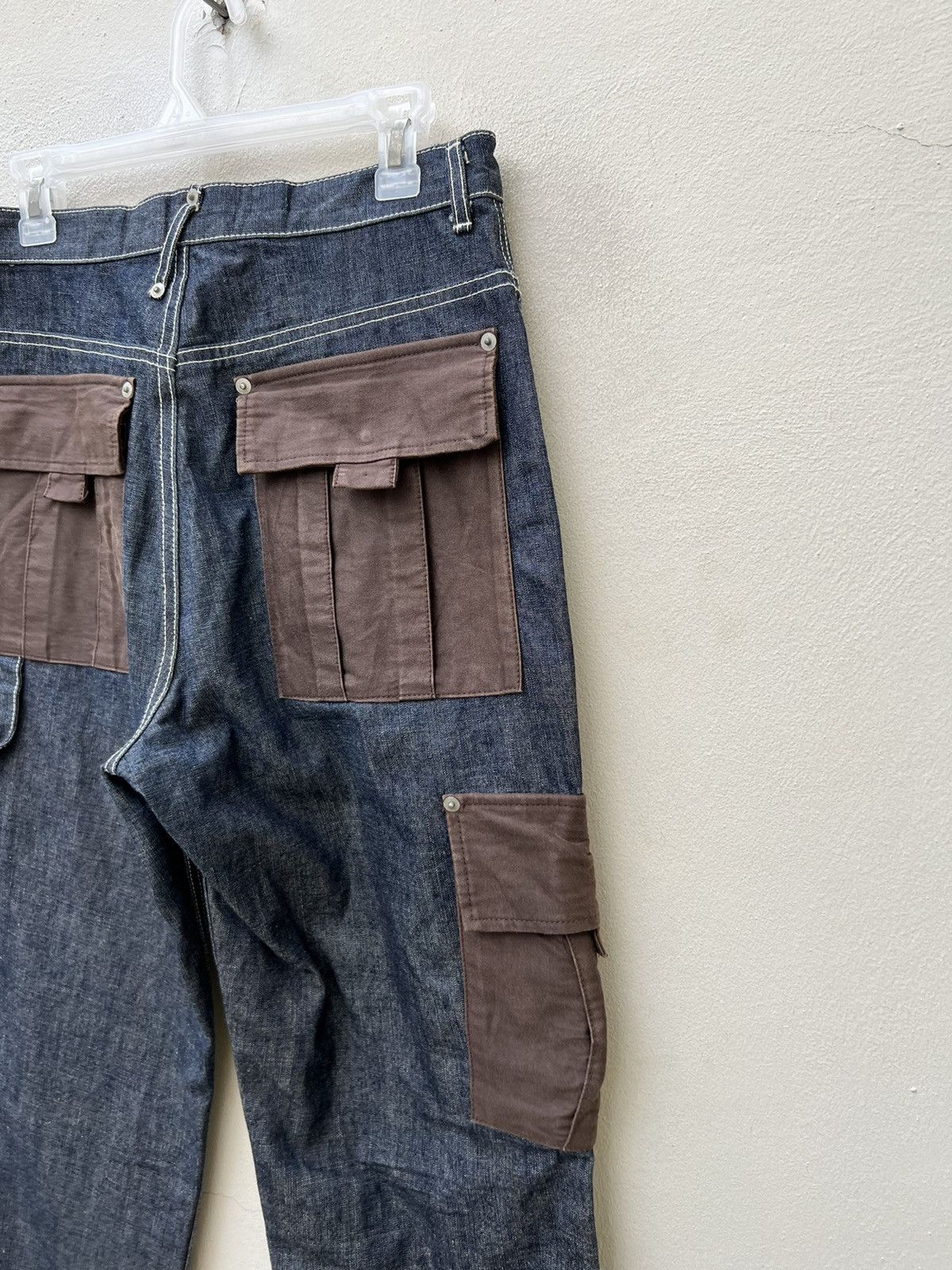 Vintage Vintage Perfect World Japan Baggy Hybrid Denim Cargo Trouser Size US 30 / EU 46 - 10 Thumbnail