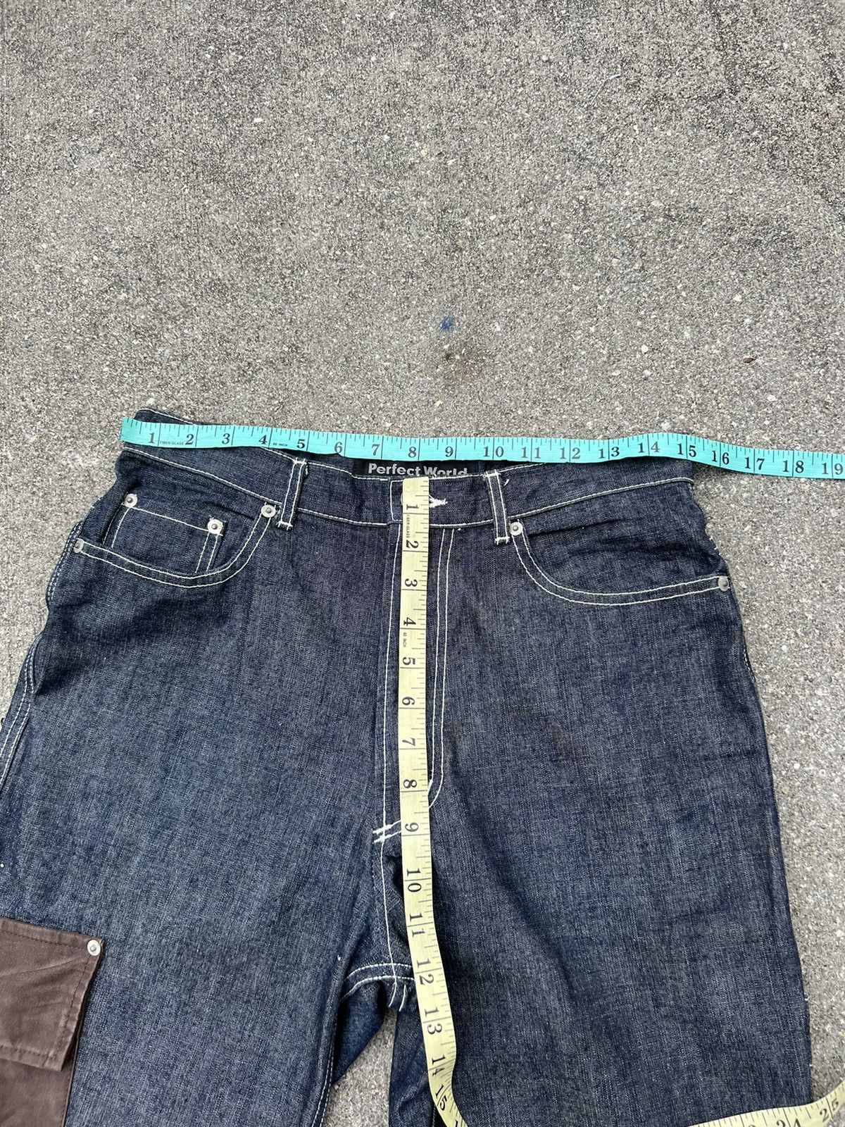 Vintage Vintage Perfect World Japan Baggy Hybrid Denim Cargo Trouser Size US 30 / EU 46 - 19 Thumbnail