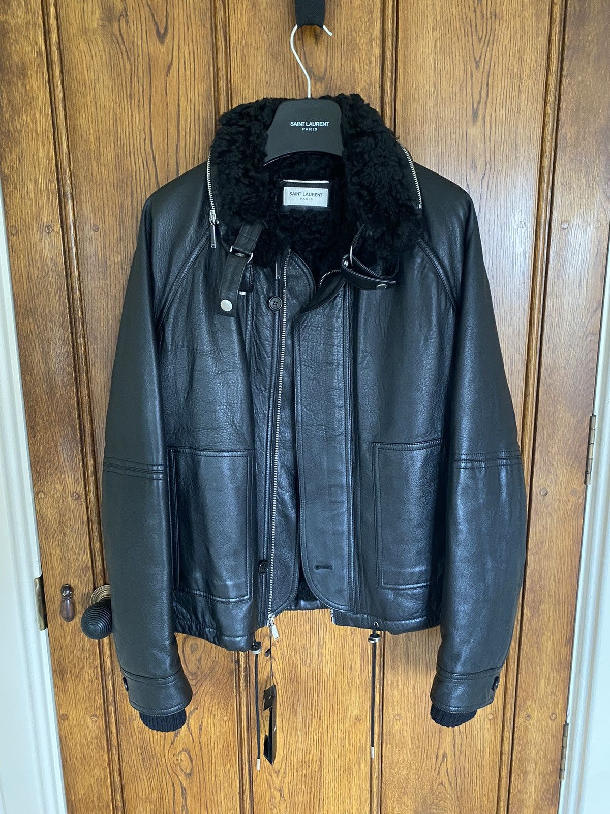 Saint Laurent Paris $6795 Leather shearling aviator jacket Saint Laurent Size US S / EU 44-46 / 1 - 1 Thumbnail