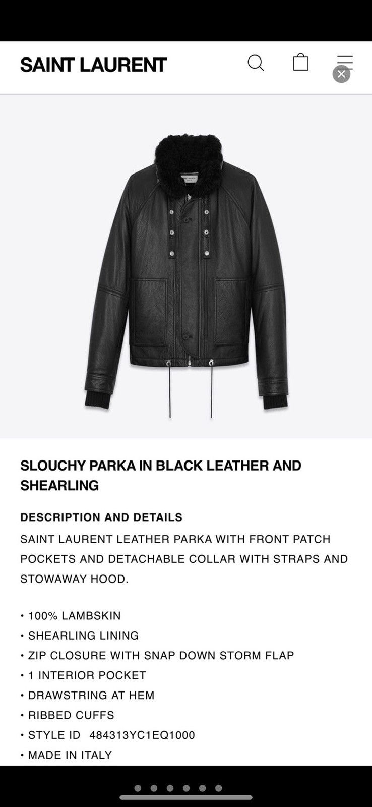 Saint Laurent Paris $6795 Leather shearling aviator jacket Saint Laurent Size US S / EU 44-46 / 1 - 2 Thumbnail