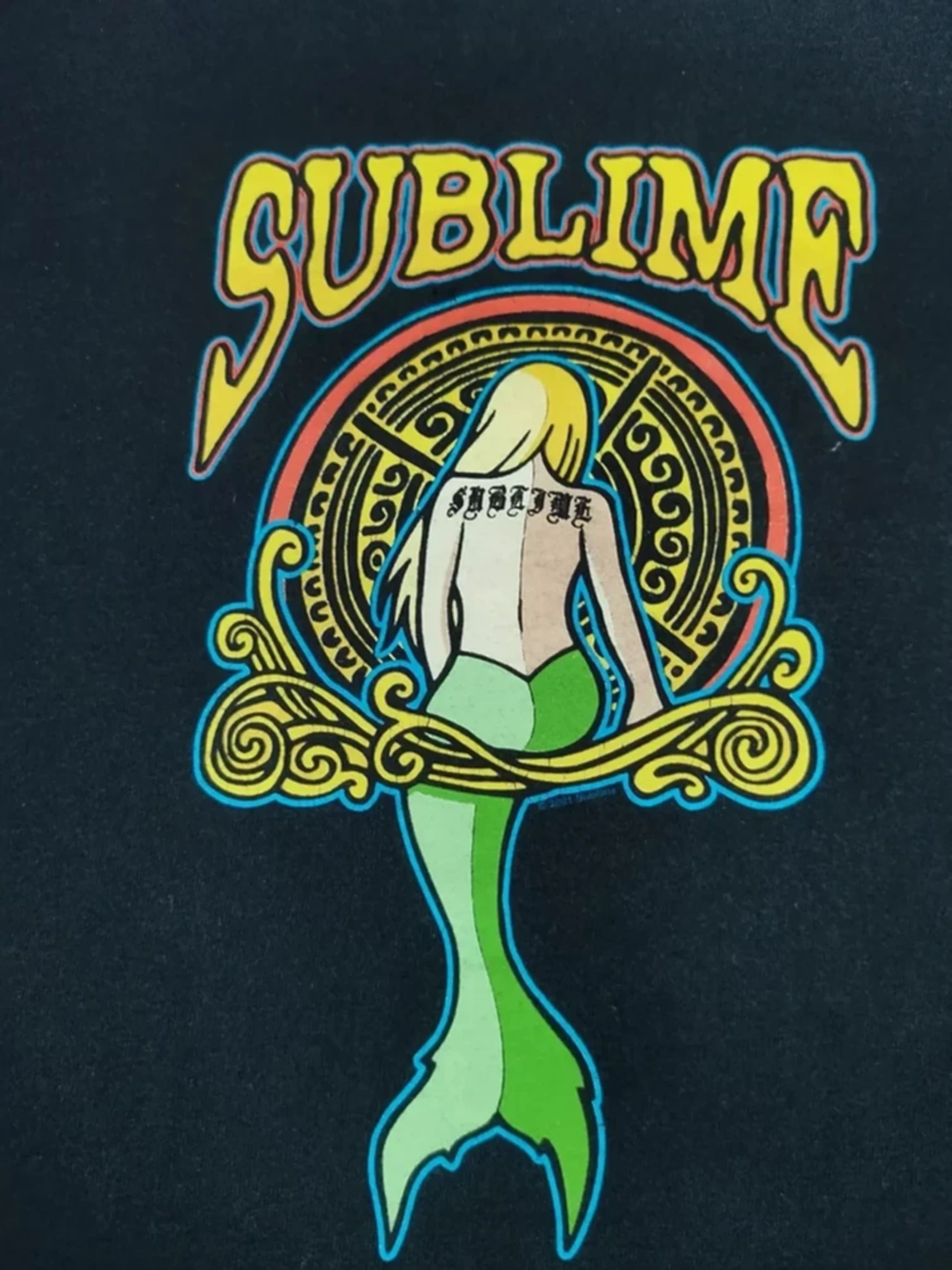 image of Band Tees x Rock Band Vintage Sublime Mermaid Long Sleeve Reggae Rock Ska Punk in Black (Size Small