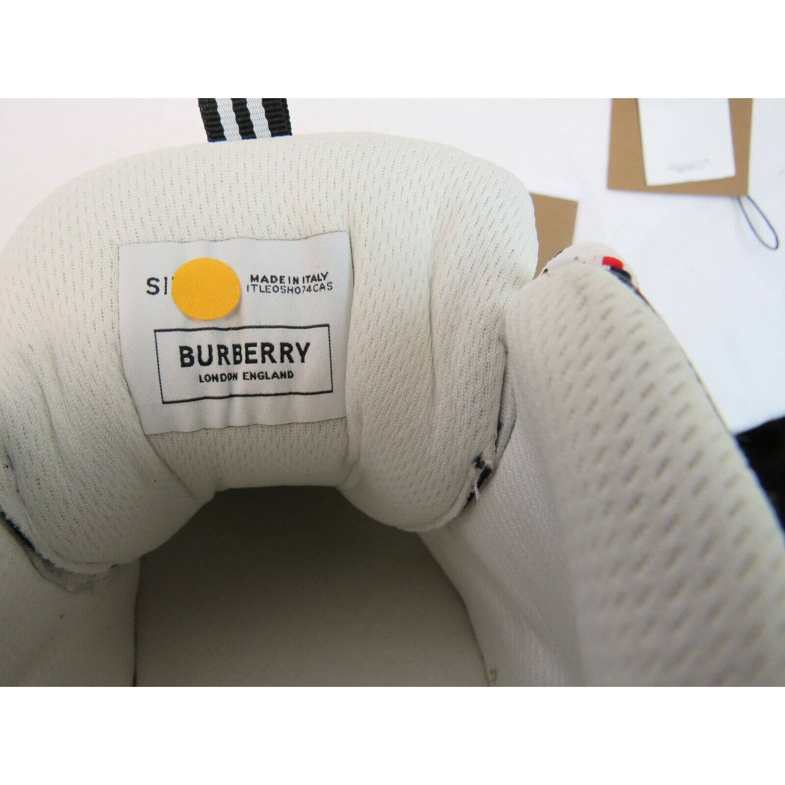 Burberry UNION NAVY LEATHER MESH RED LOGO LOW TOP SNEAKERS 11 US 44 Size US 11 / EU 44 - 7 Thumbnail