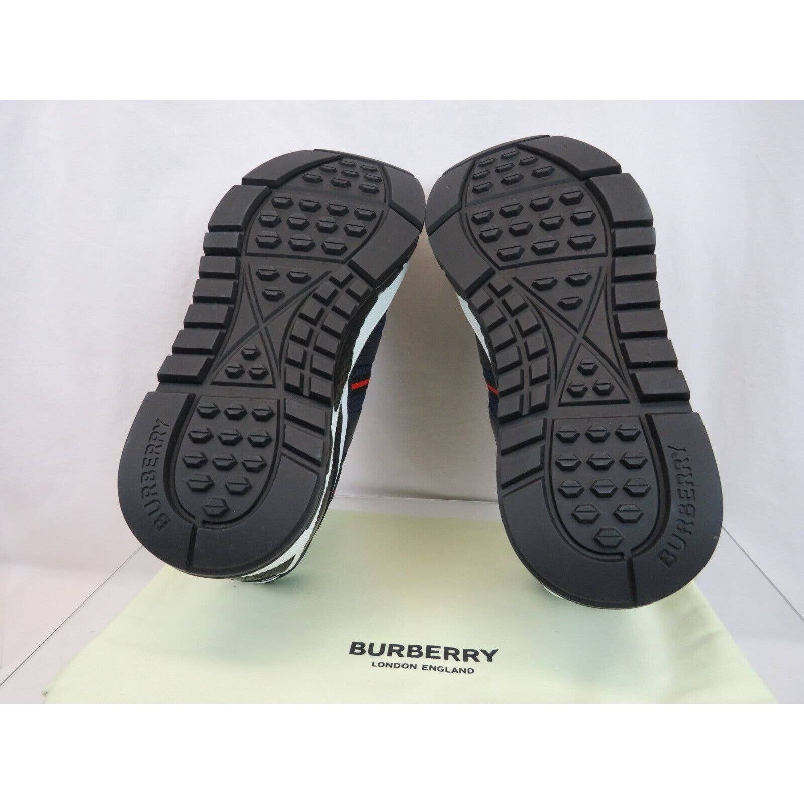 Burberry UNION NAVY LEATHER MESH RED LOGO LOW TOP SNEAKERS 11 US 44 Size US 11 / EU 44 - 8 Thumbnail