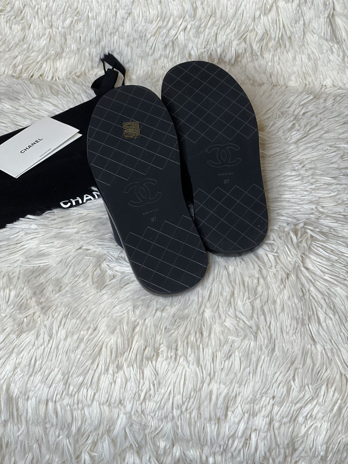 Chanel REV Black Criss Cross Puffy CC Logo Slide Mule Sandal
