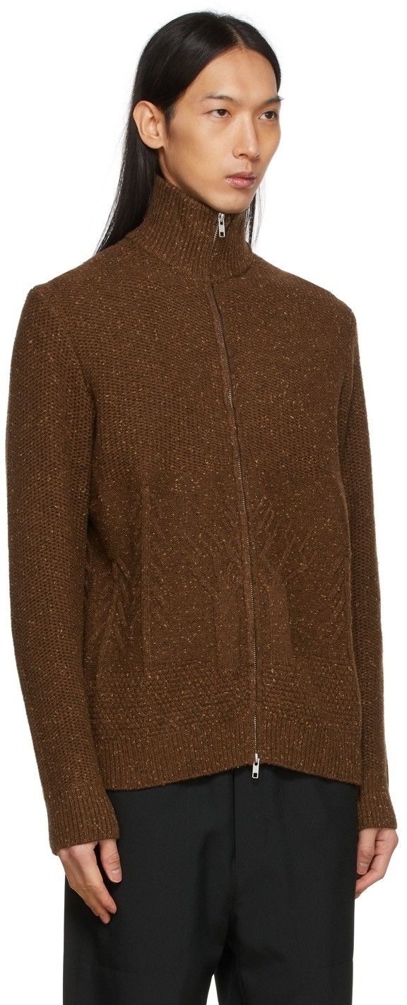 Brown 3D Tree Knit Zip Up