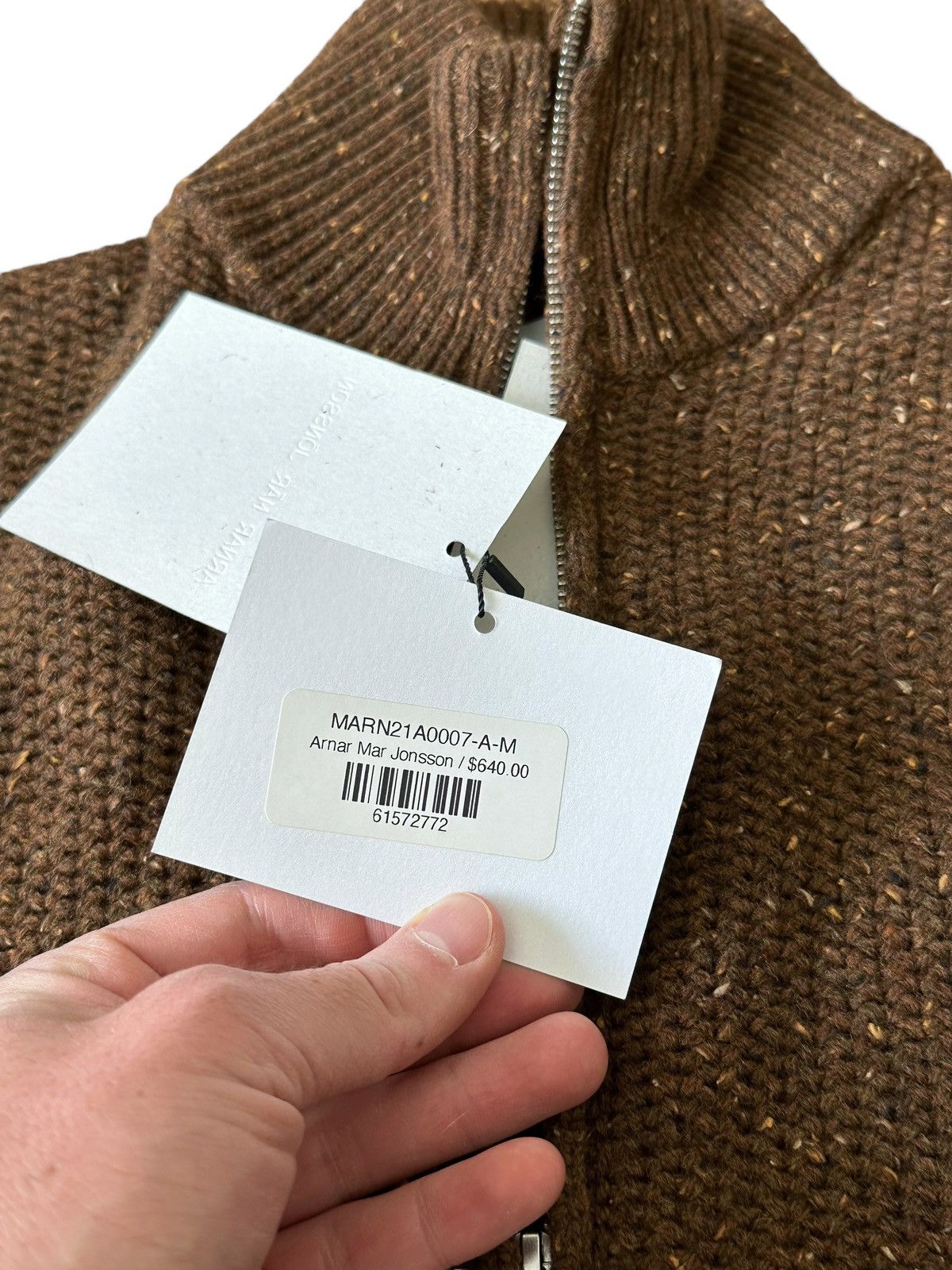 Brown 3D Tree Knit Zip Up
