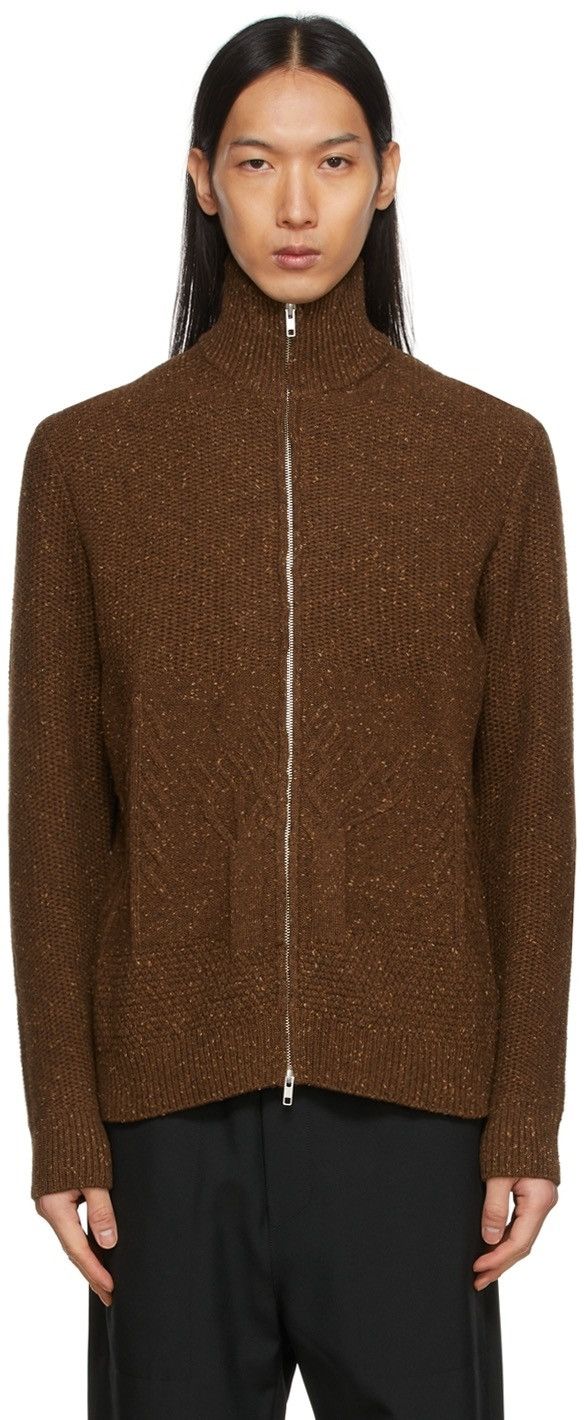 Arnar Mar Jonsson Brown 3D Tree Knit Zip Up | Grailed