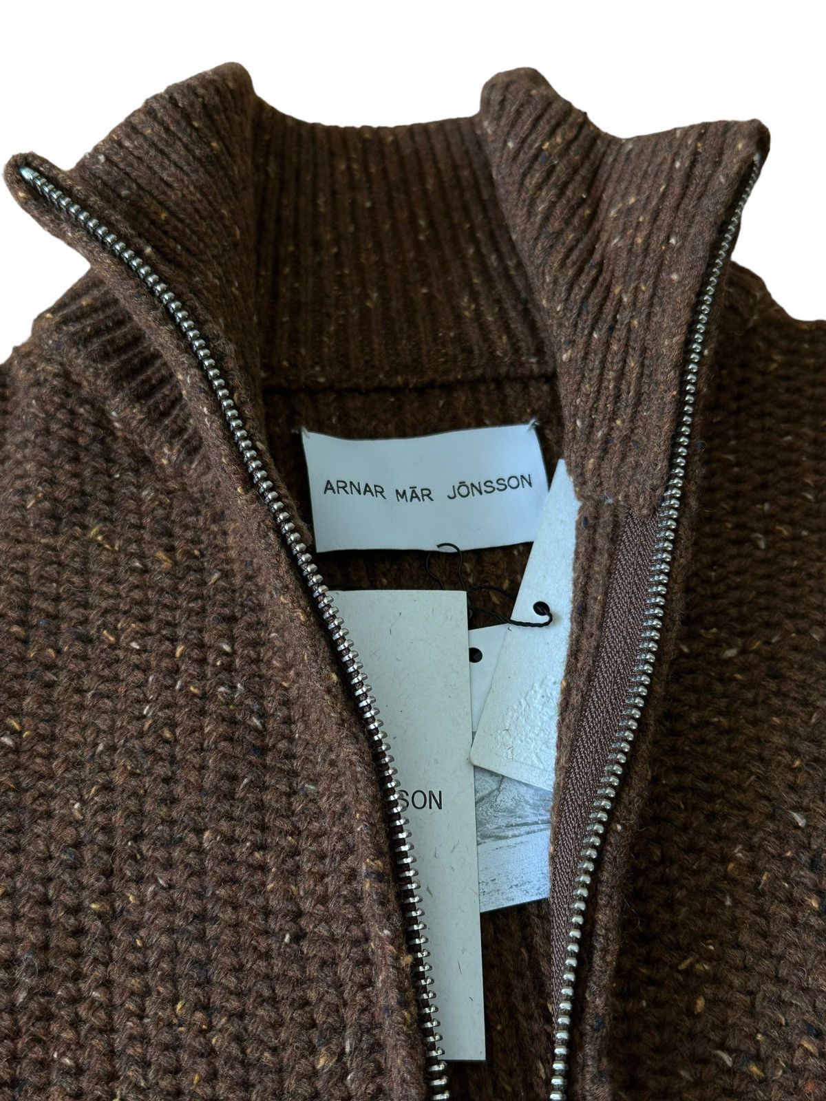 Brown 3D Tree Knit Zip Up